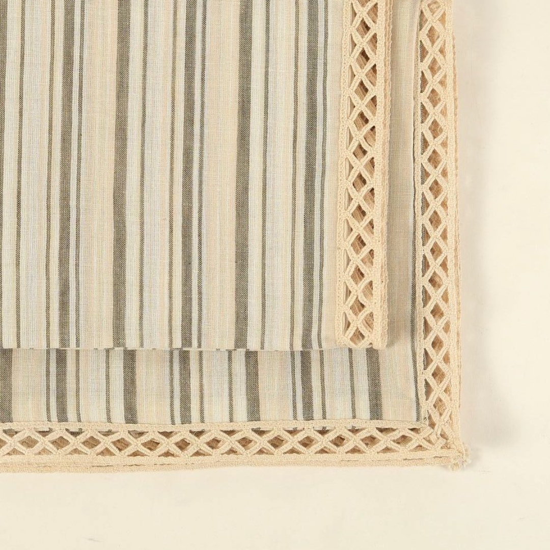 Grey & Beige Striped Napkins | Set of 2