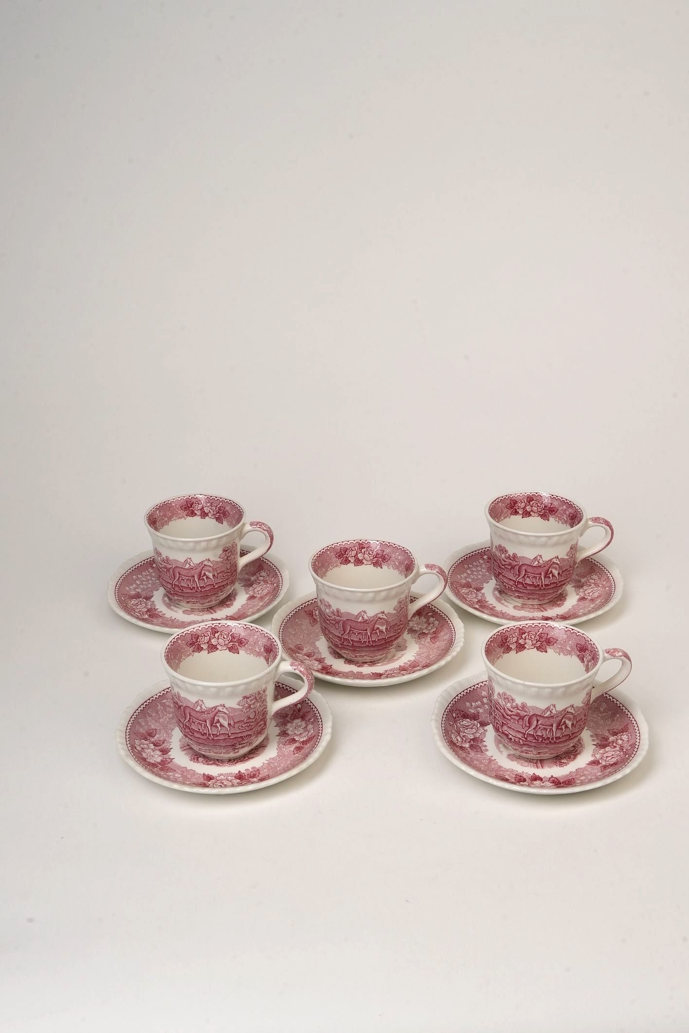 Adams 'Pastoral Scene' Large Cups & Saucers | Set of 6