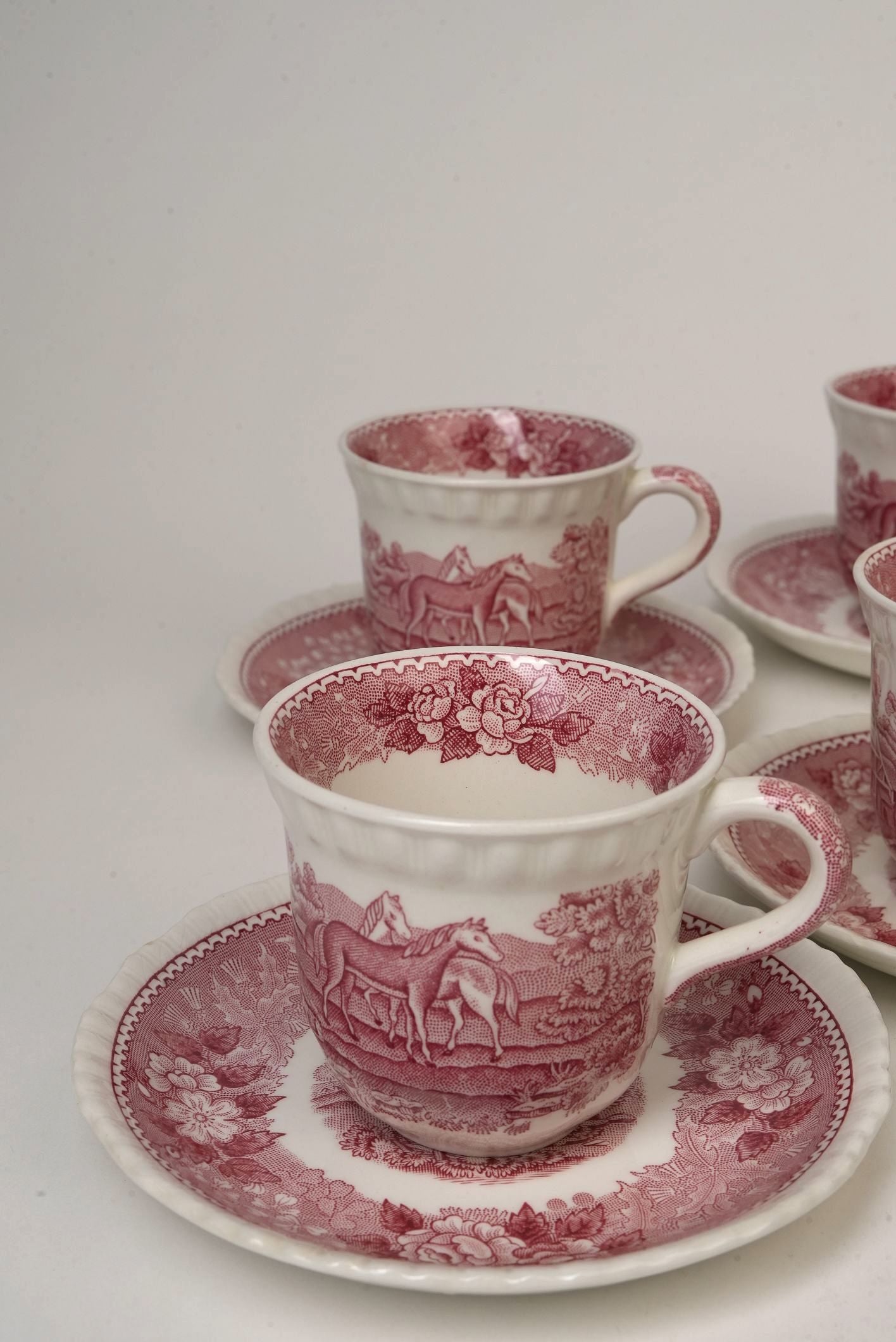 Adams 'Pastoral Scene' Large Cups & Saucers | Set of 6