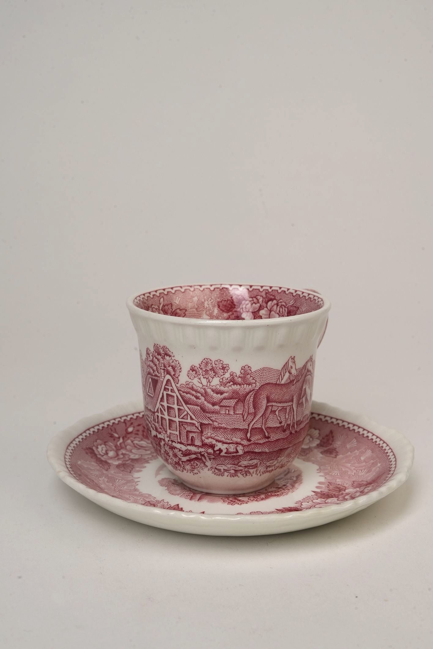 Adams 'Pastoral Scene' Large Cups & Saucers | Set of 6