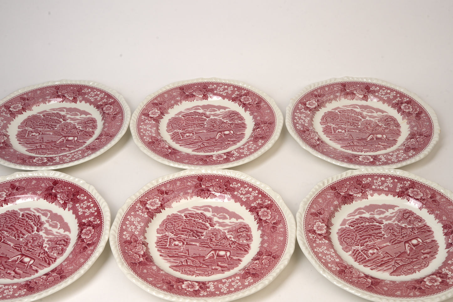 Set of 6 | Antique Adams 'Pastoral Scene' Dinner Plates