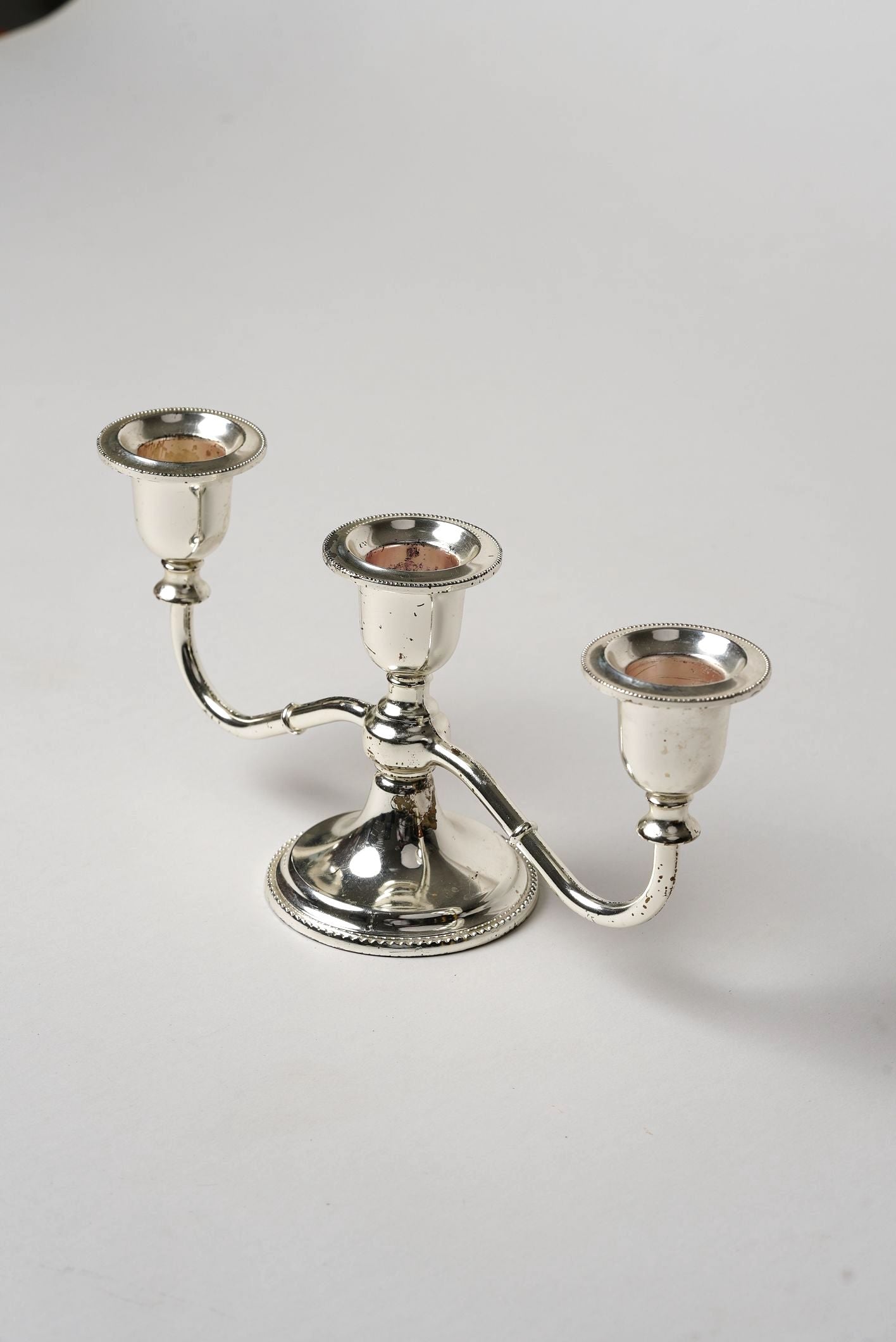 Antique Three-Arm Silver-Plated Candelabra