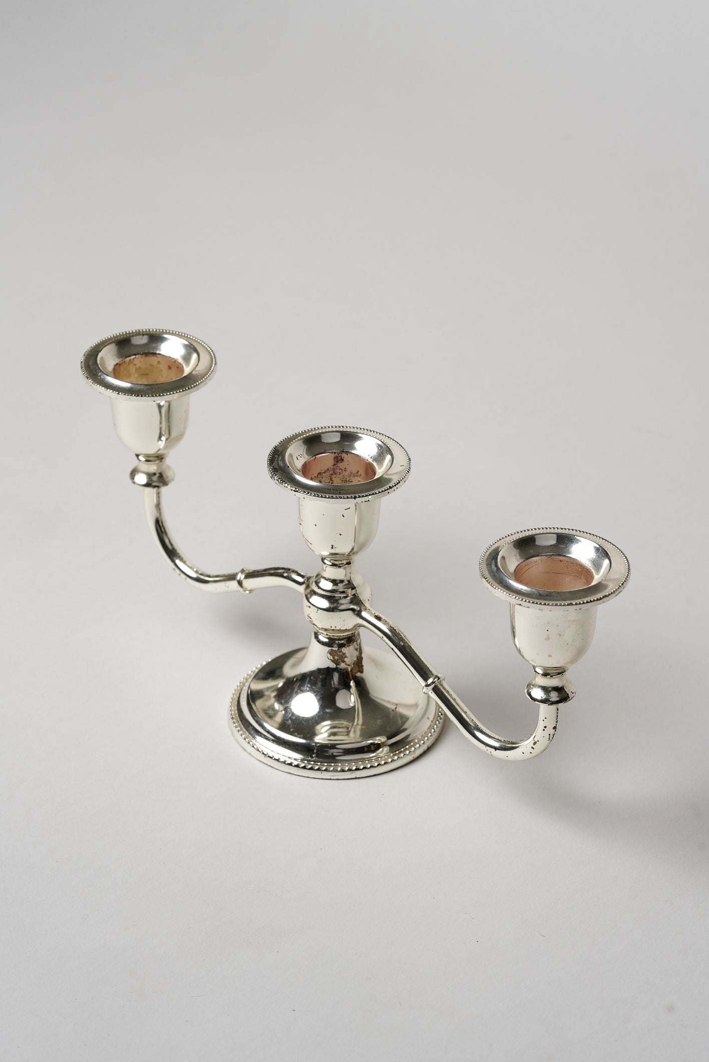 Antique Three-Arm Silver-Plated Candelabra