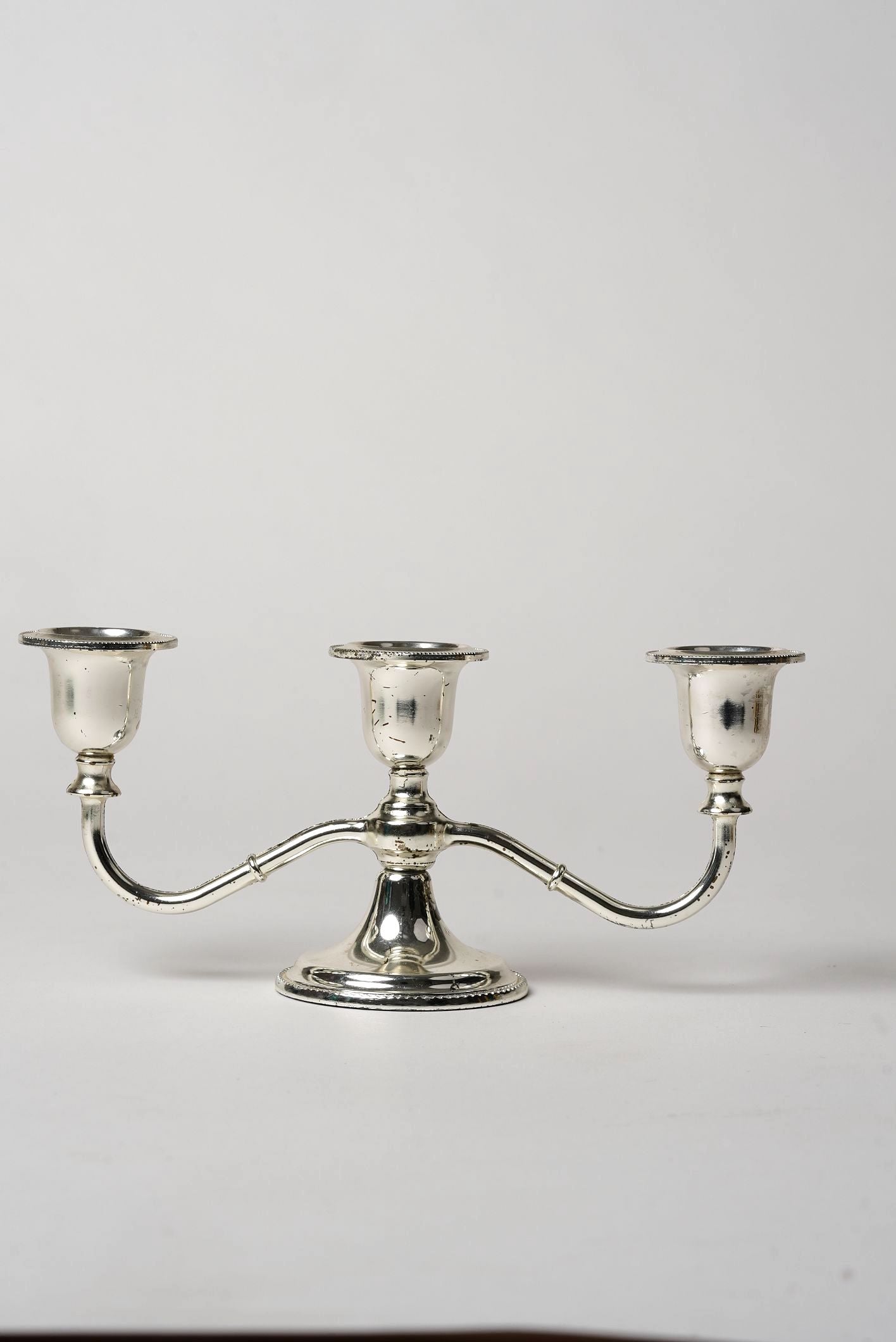 Antique Three-Arm Silver-Plated Candelabra