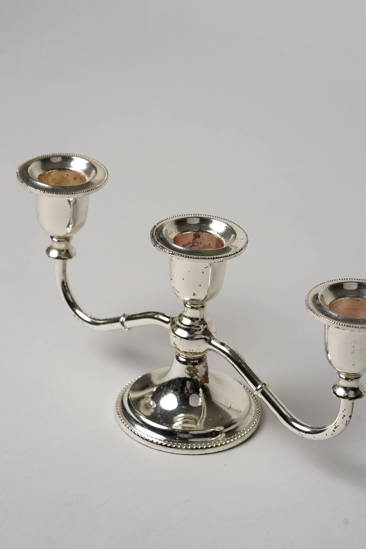 Antique Three-Arm Silver-Plated Candelabra