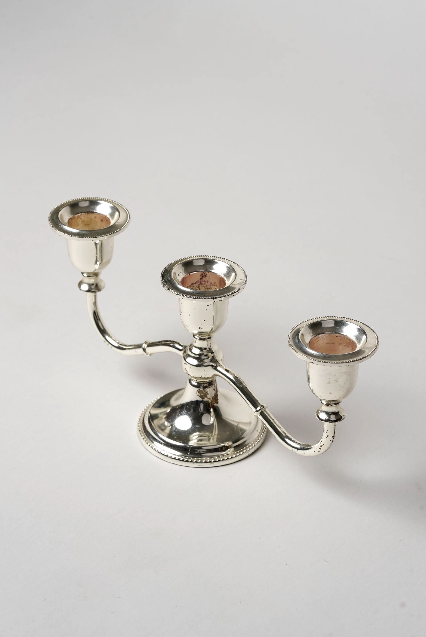 Antique Three-Arm Silver-Plated Candelabra