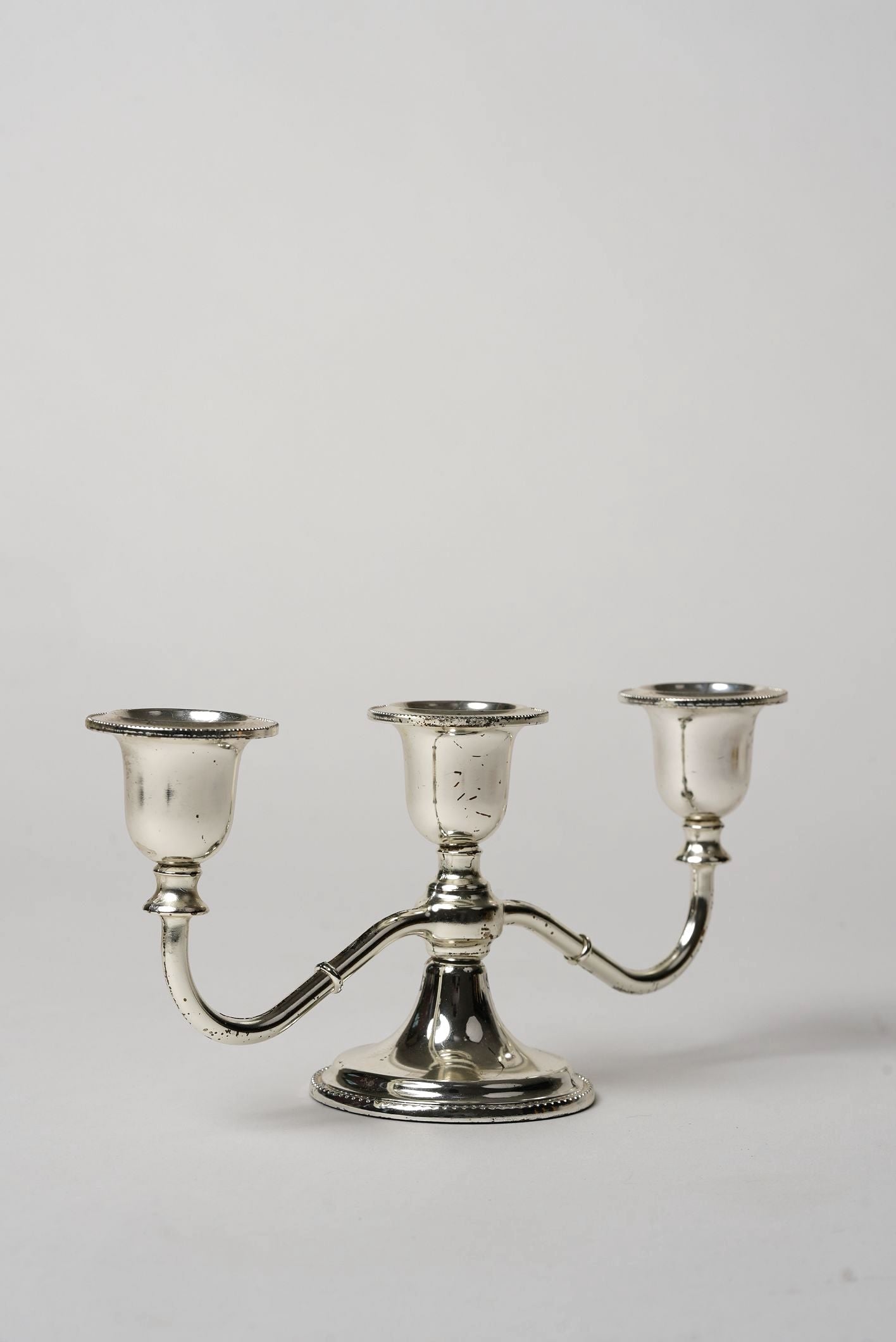 Antique Three-Arm Silver-Plated Candelabra