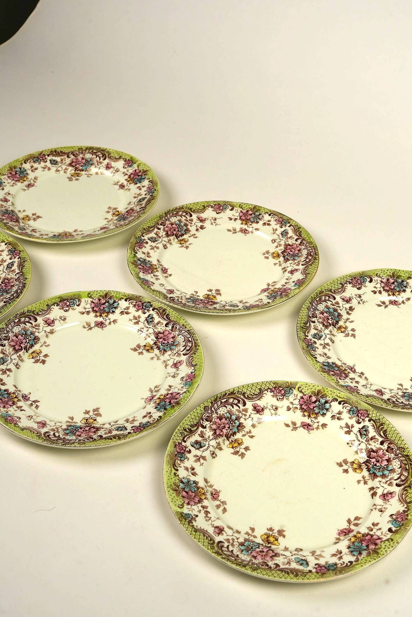 Set of 5 | Antique William Northwood “Maine” Pattern Lunch Plates