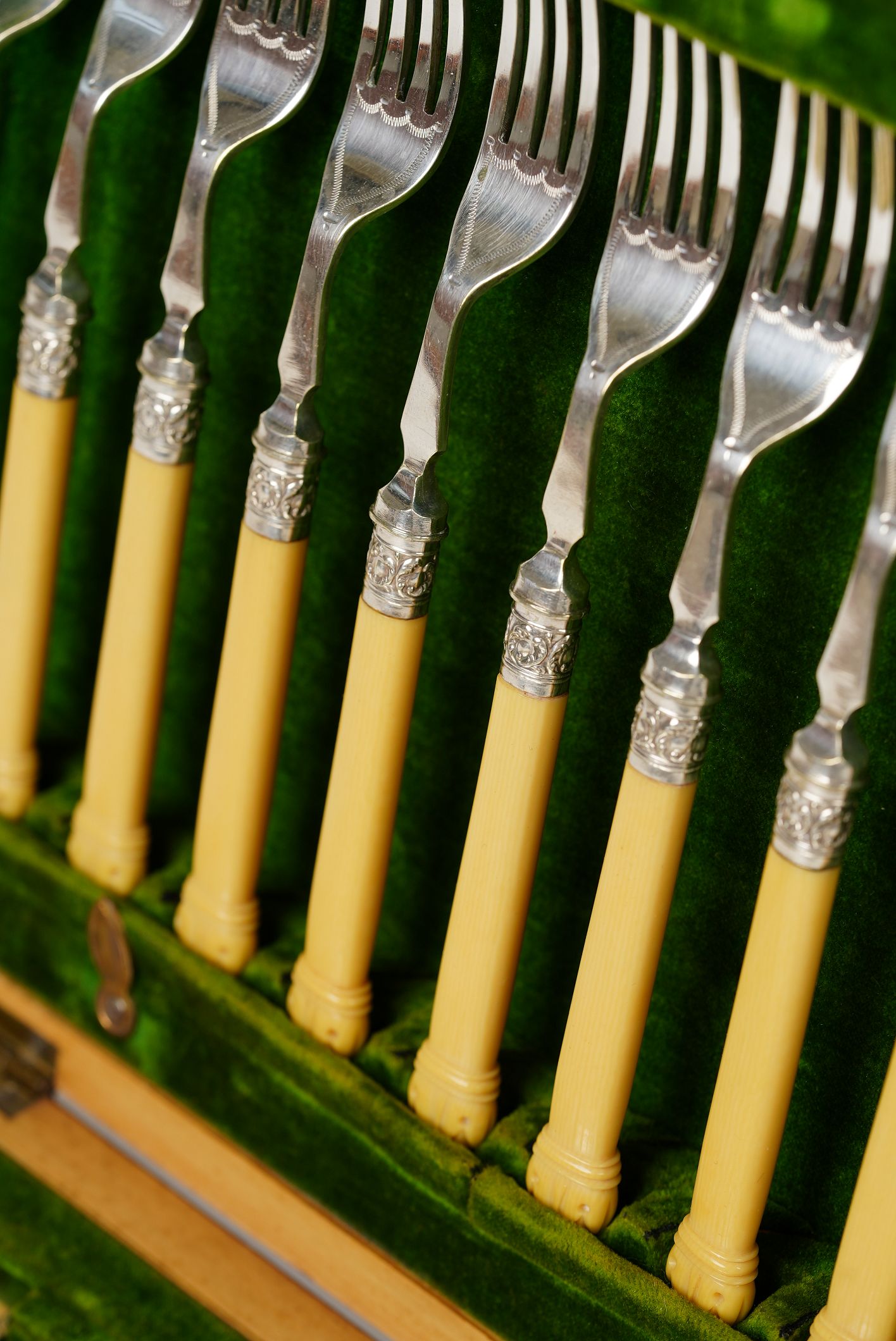 Antique Dinner Forks & Knives with Ornate Handles