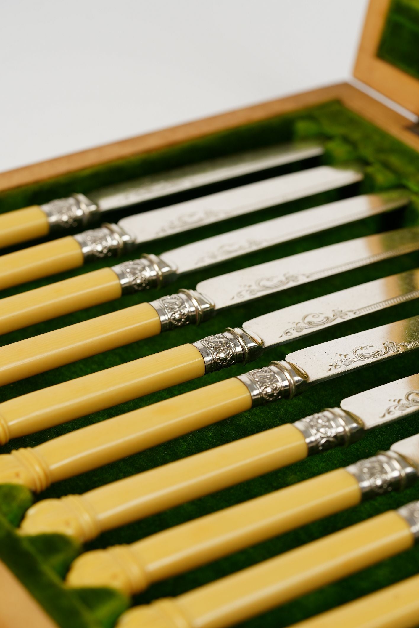 Antique Dinner Forks & Knives with Ornate Handles
