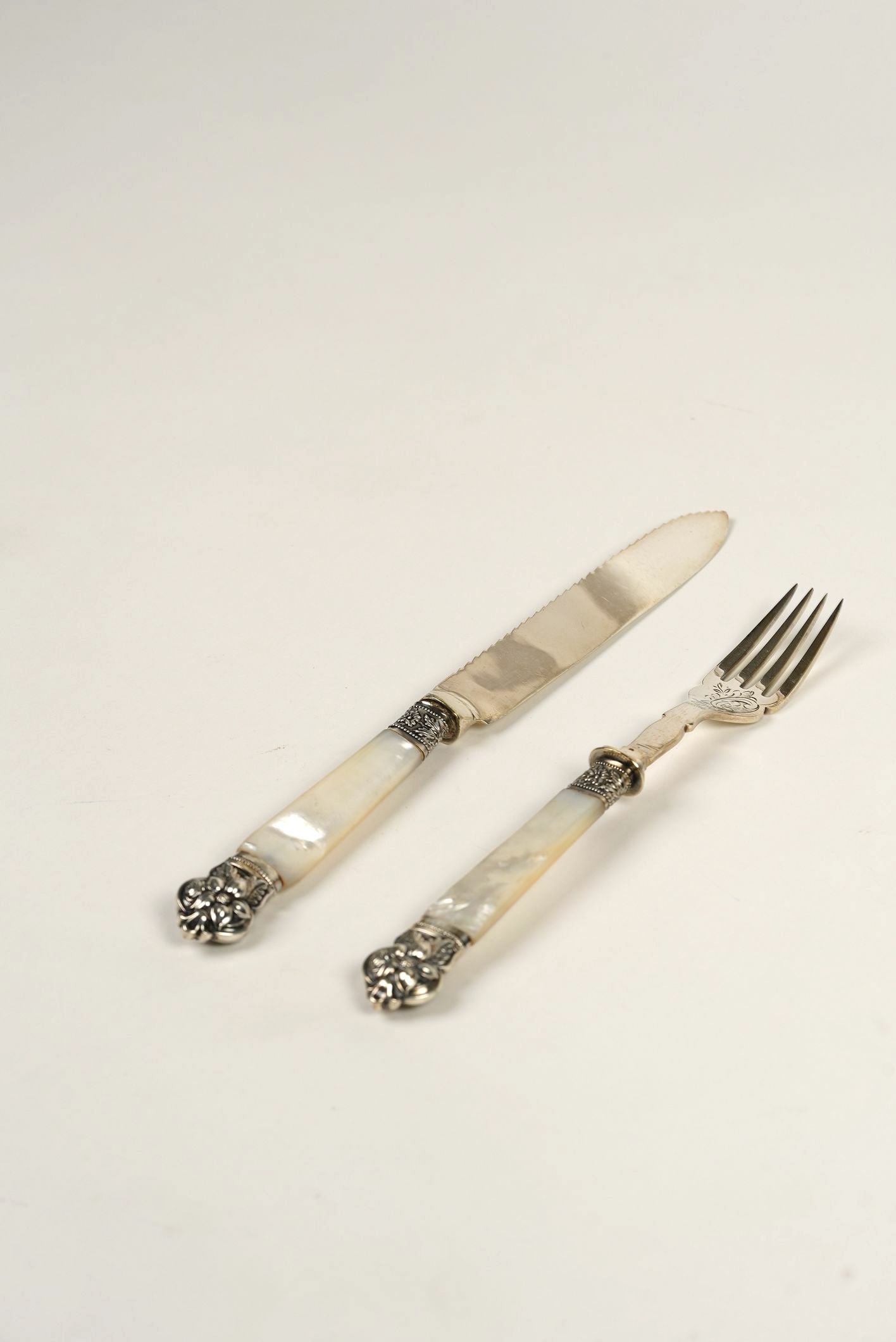 Antique Mother of Pearl Fork & Knife Set