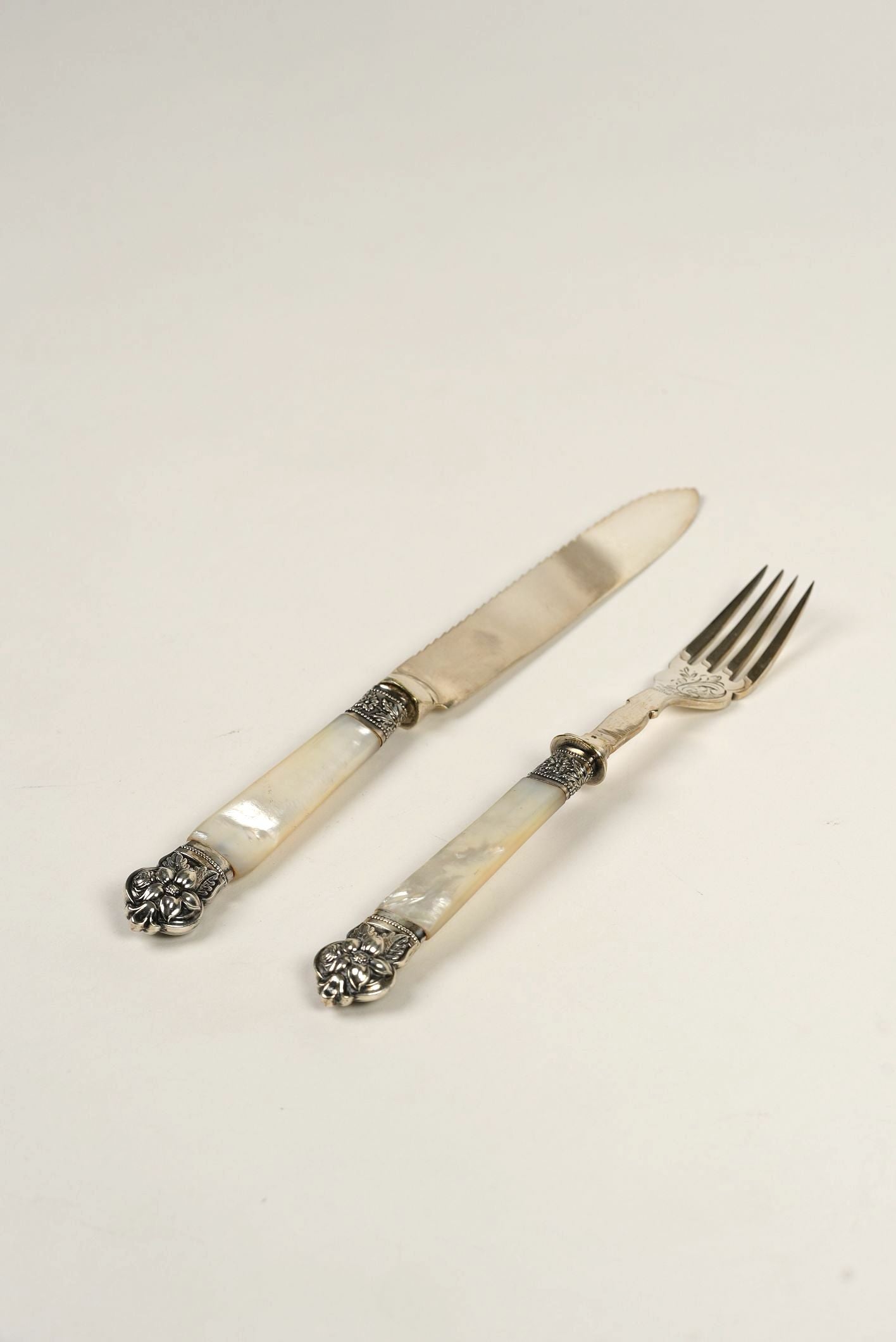 Antique Mother of Pearl Fork & Knife Set
