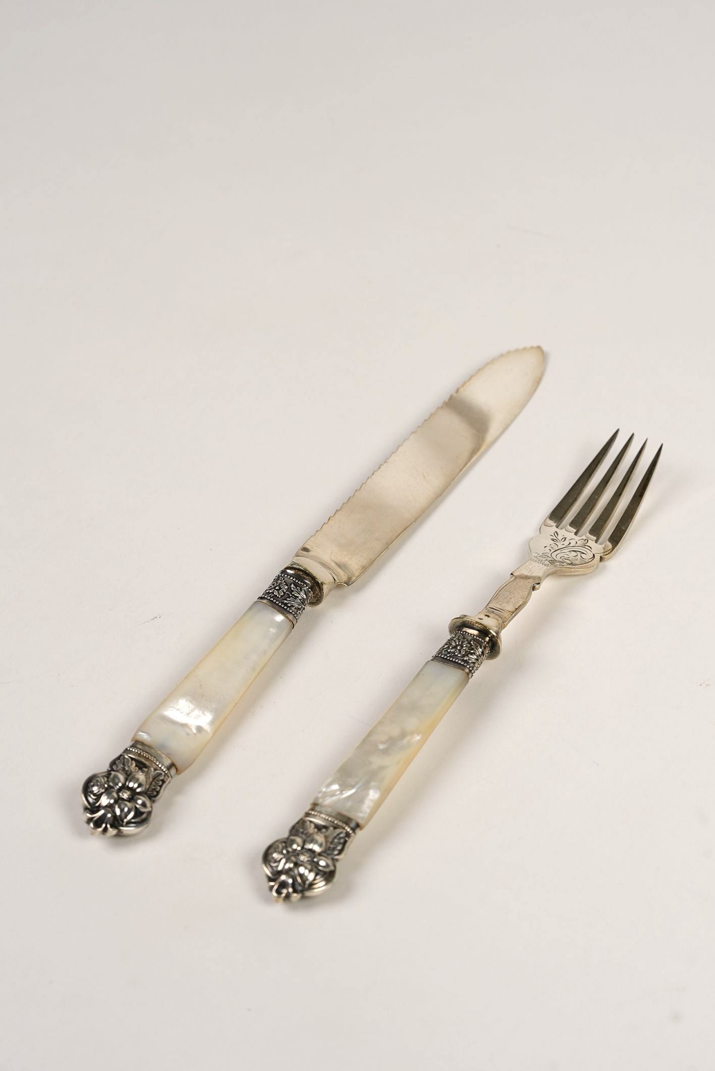 Antique Mother of Pearl Fork & Knife Set