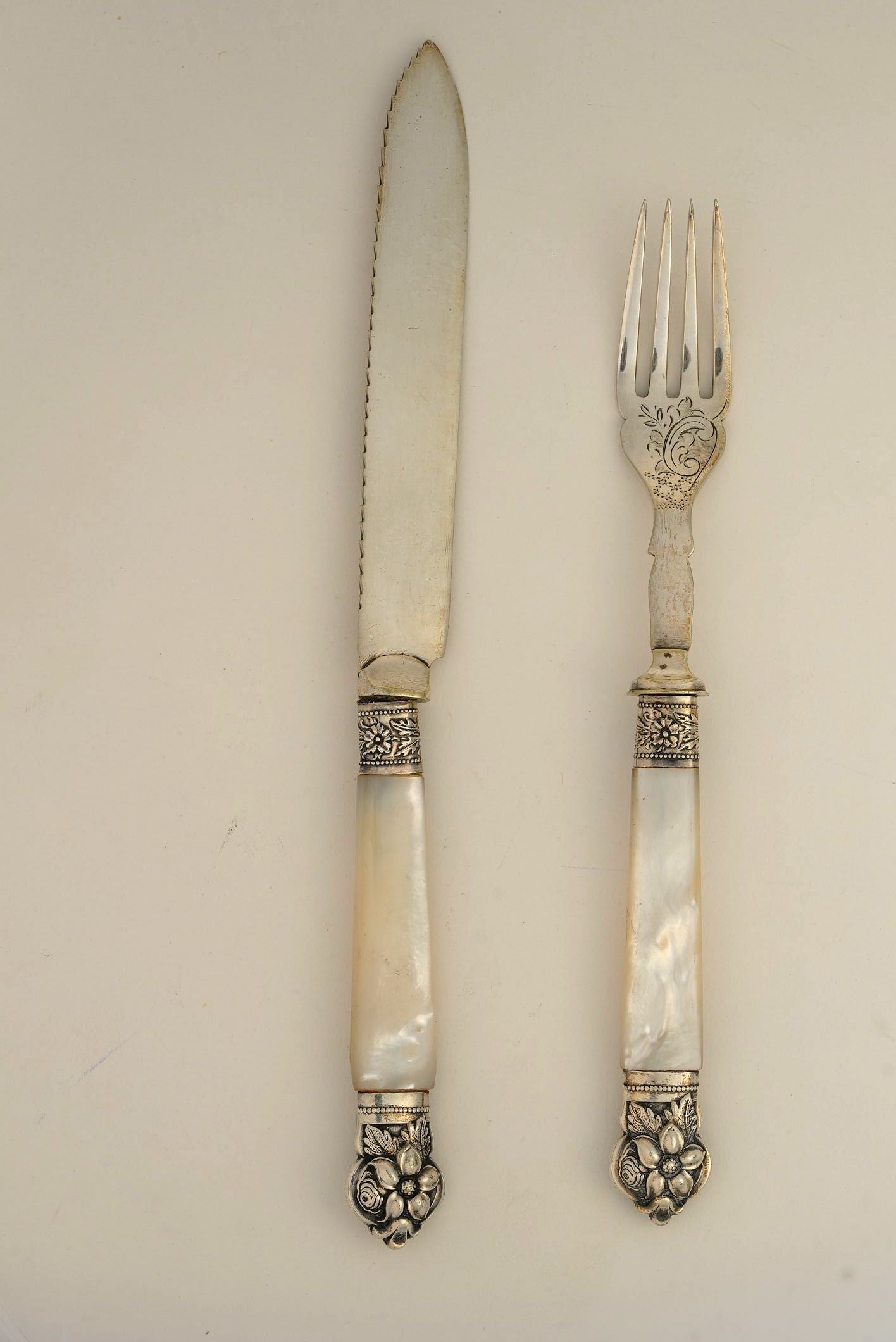 Antique Mother of Pearl Fork & Knife Set