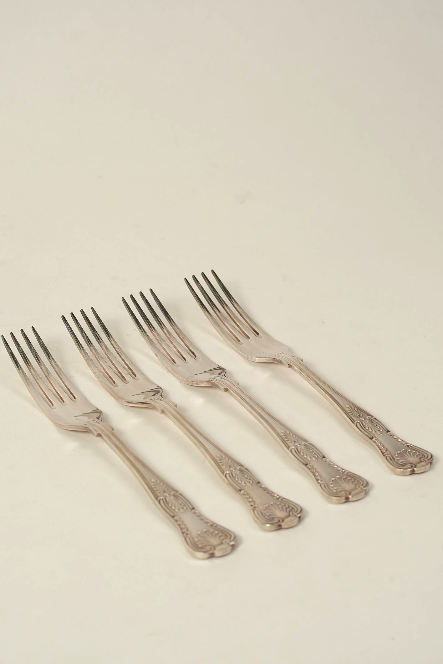 Set of 6 | Silver-Plated Fish Forks With Ornate Handles
