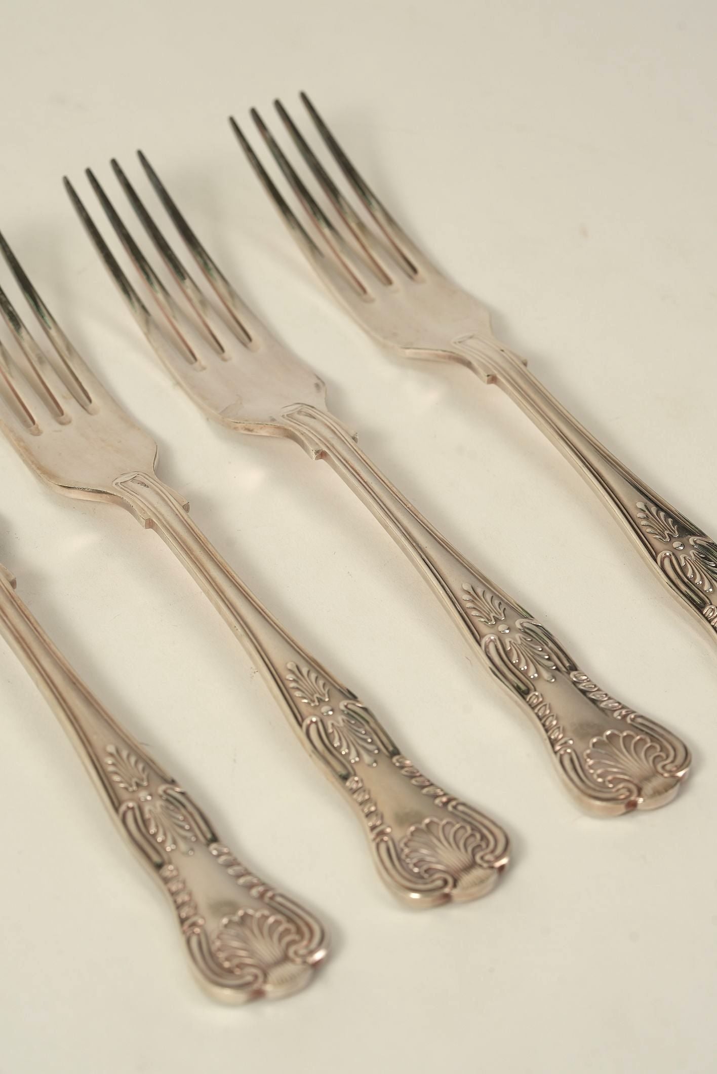 Set of 6 | Silver-Plated Fish Forks With Ornate Handles