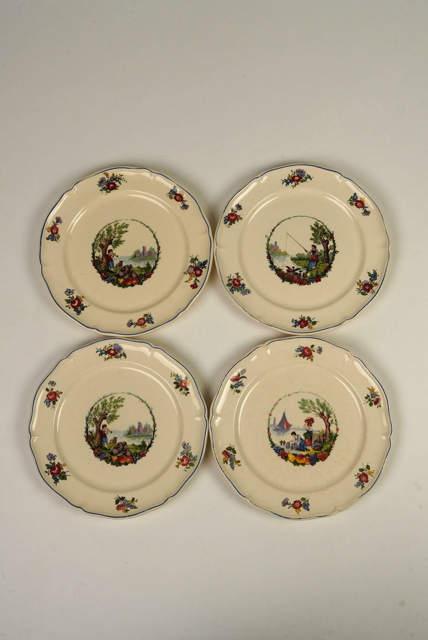 Antoine Watteau Inspired Pastoral Plates | Set of 4