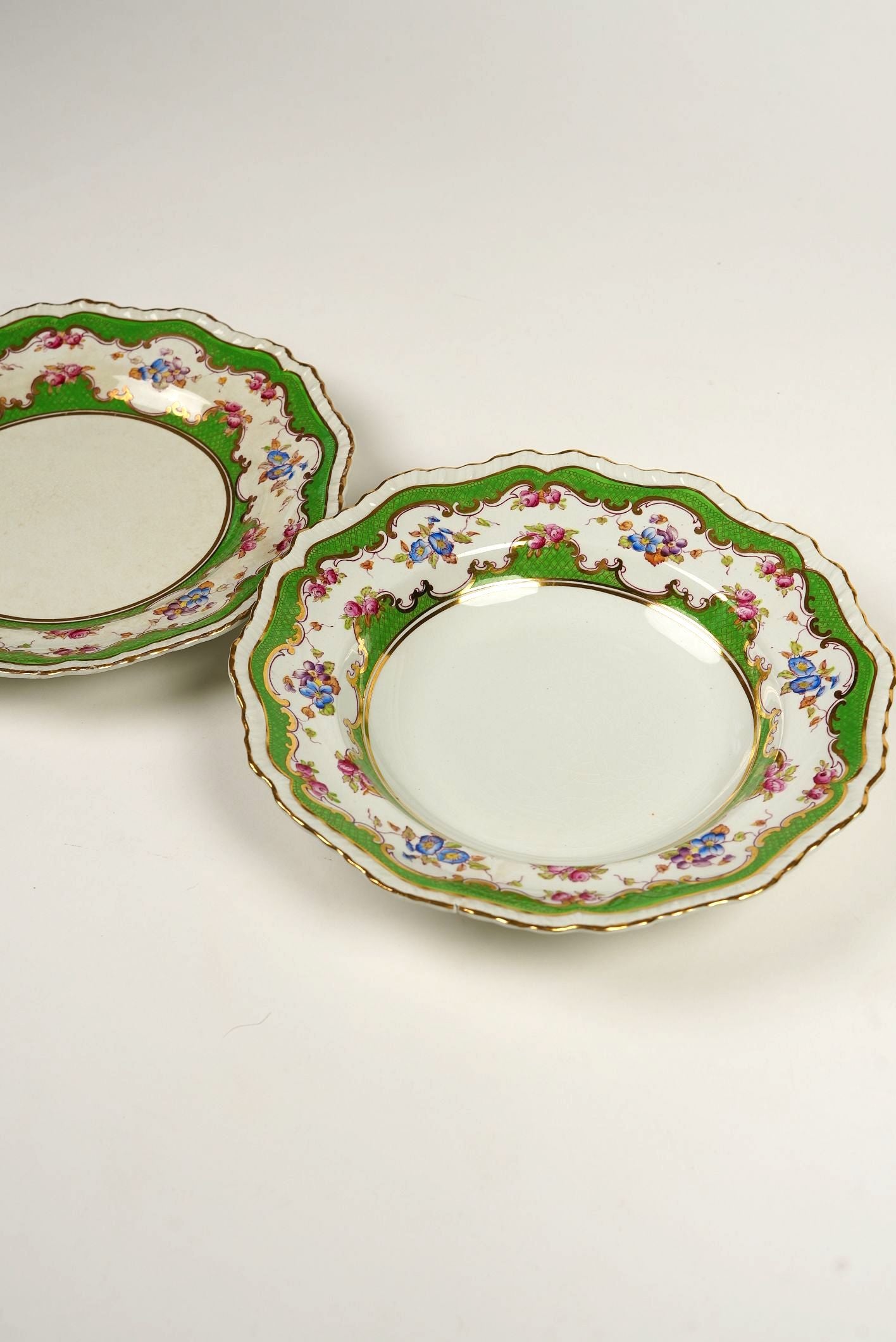 Ashworth Bros Hand-Painted Plates with Gilded Detail | Set of 2