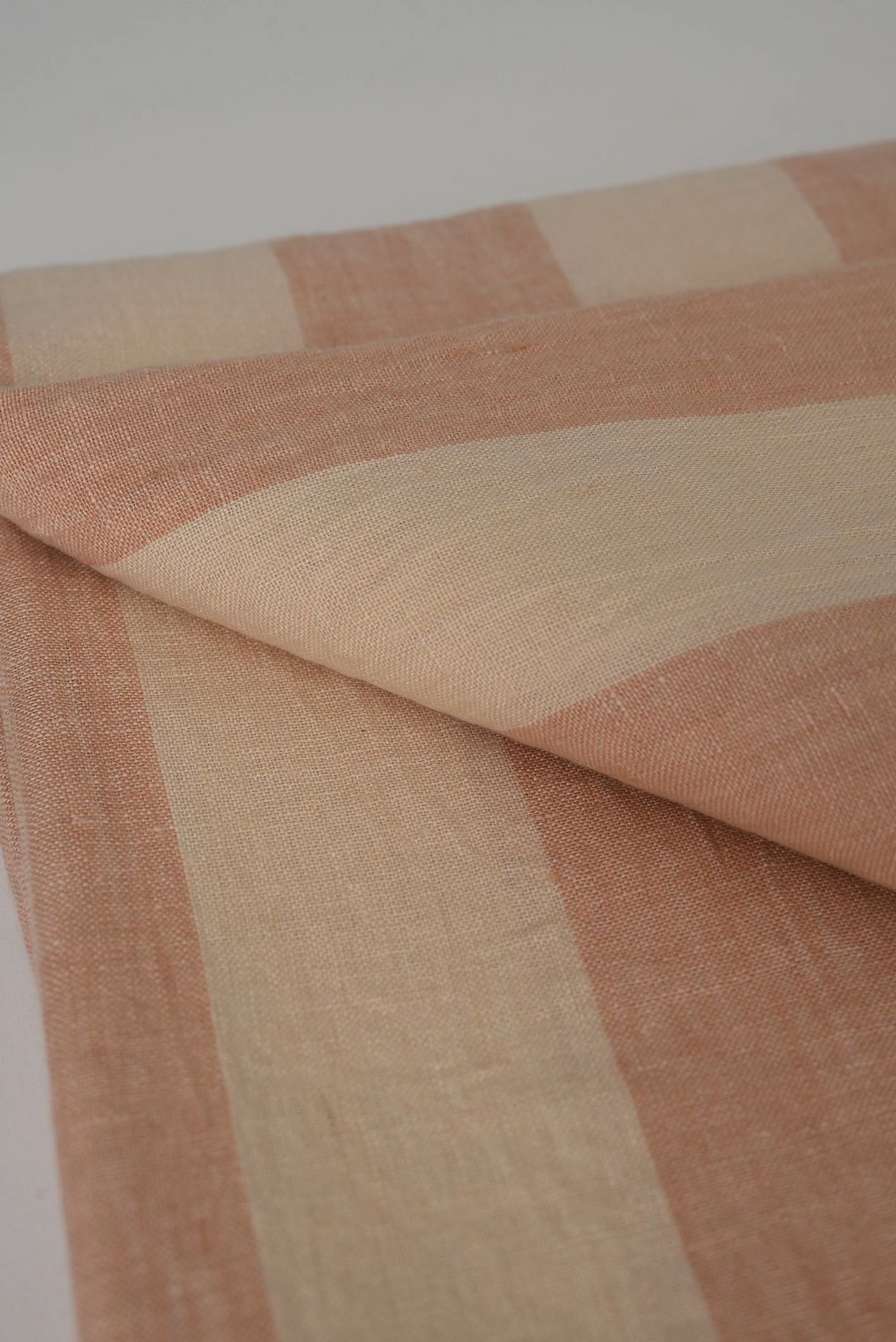 Beige & White Stripe Linen Table Cover
