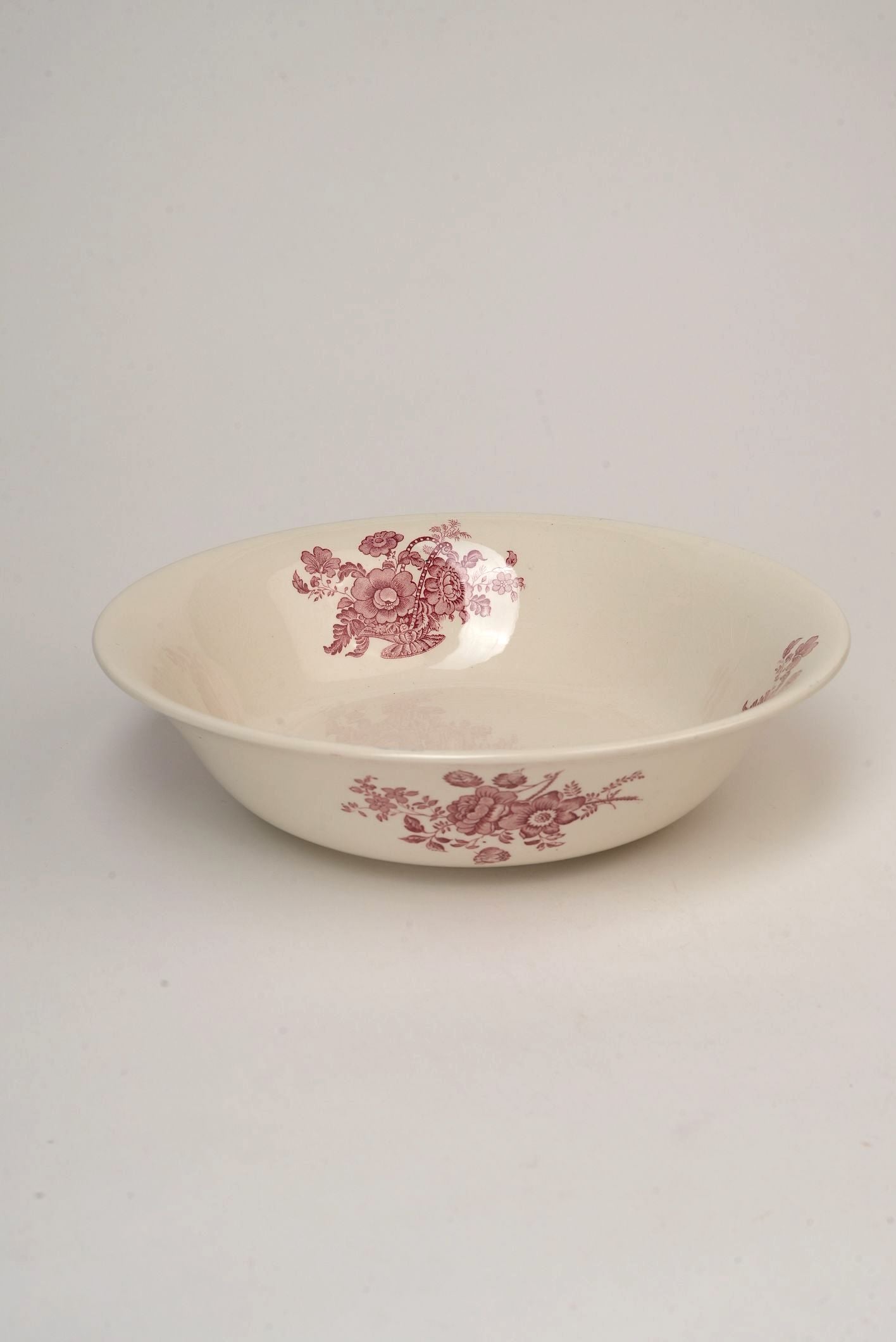 Burgundy Floral Serving Bowl