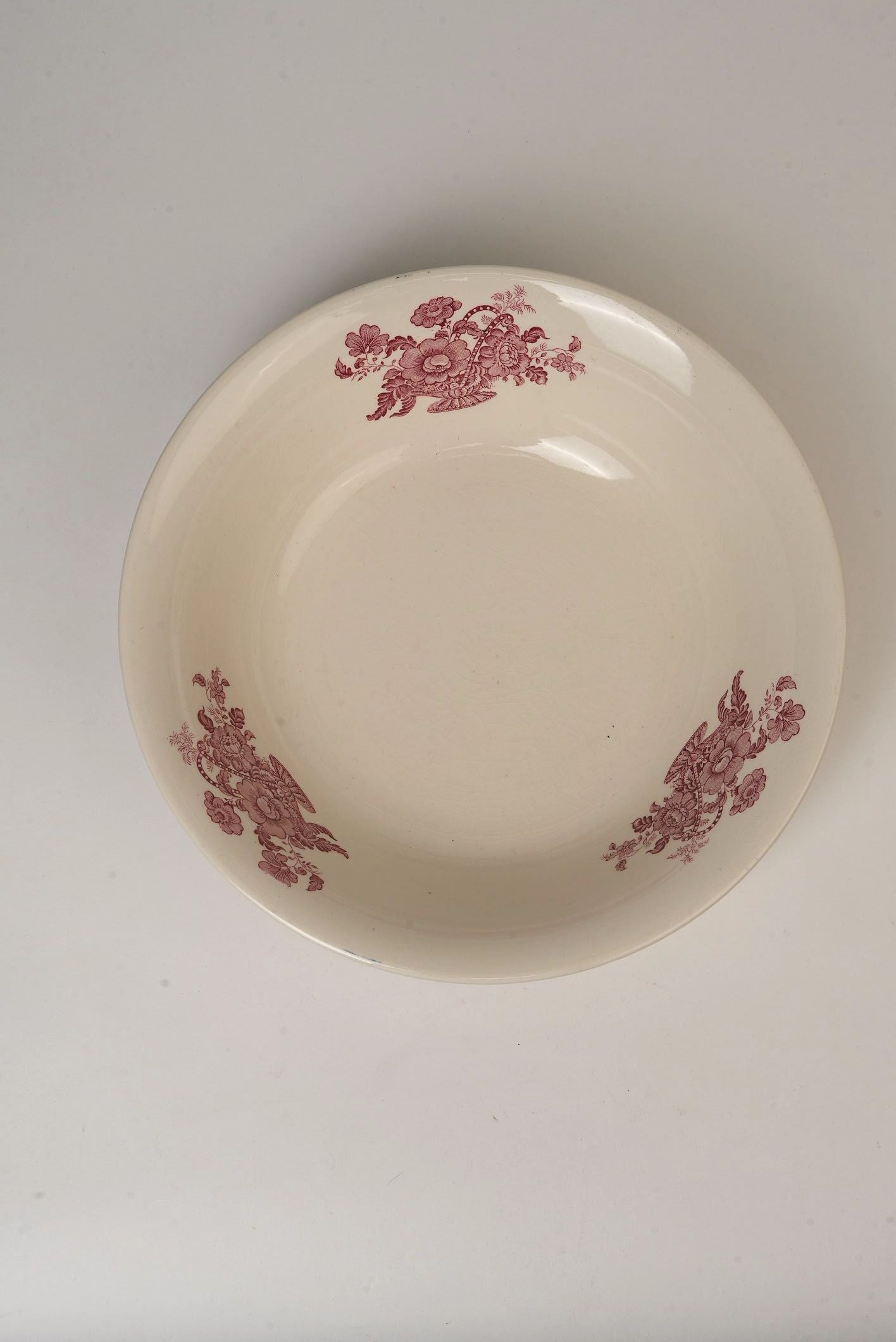 Burgundy Floral Serving Bowl