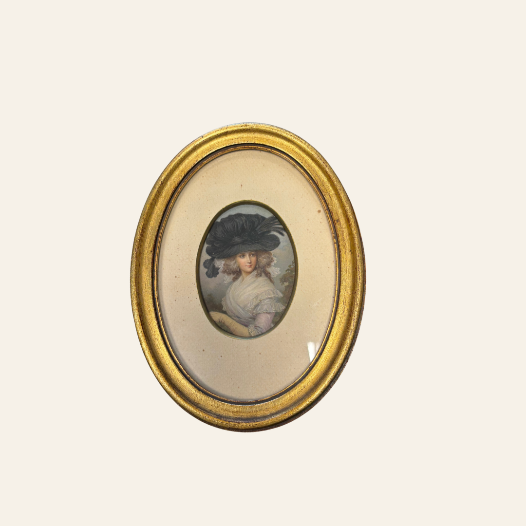 Vintage Miniature Portrait | Oval Gilt Frame