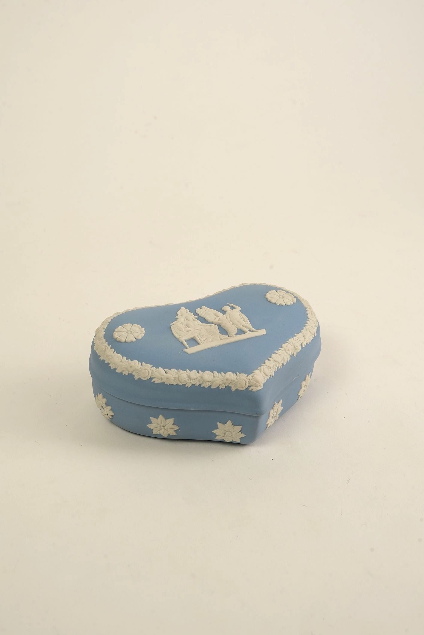 Blue Vintage Wedgwood Heart-Shaped Trinket Box