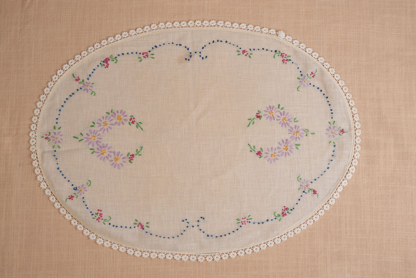 Vintage Embroidered Tray Cloth