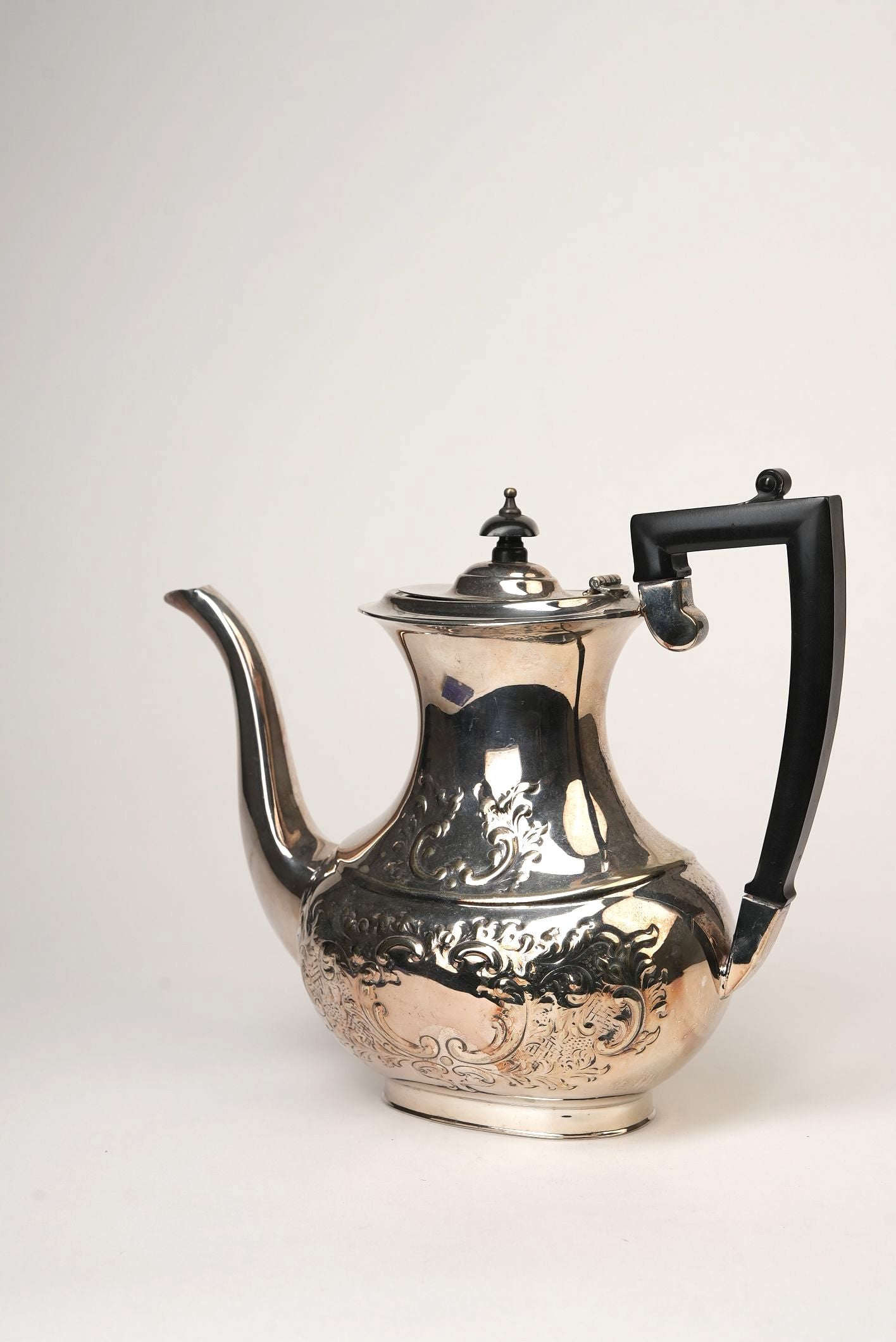 Embossed Silver Coffee Pot Vintage