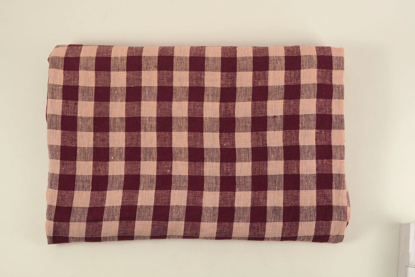 Burgundy & Pink Gingham Linen Table Cover