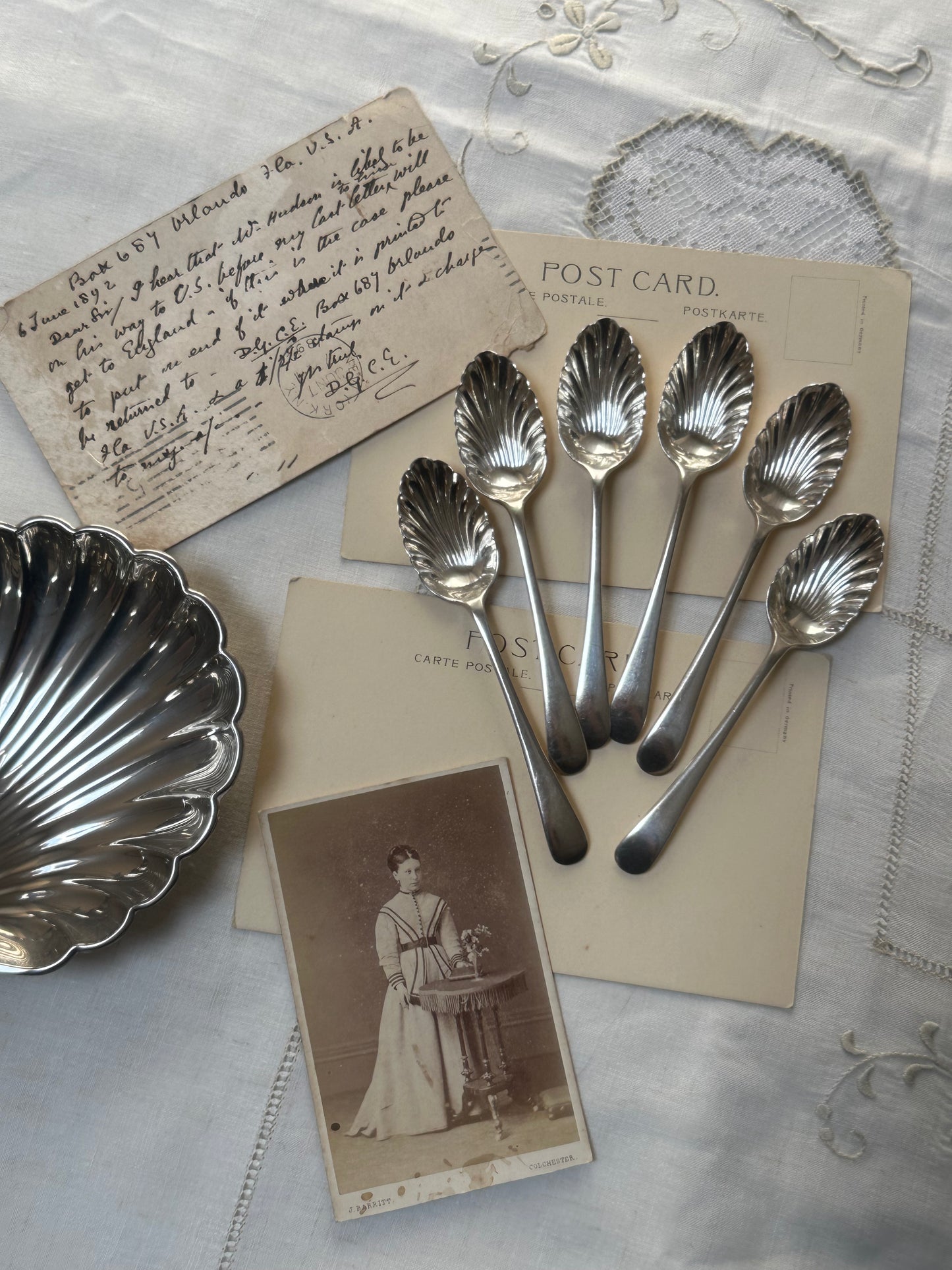 Set of 6 Oyster-Shaped Silver-Plated Teaspoons