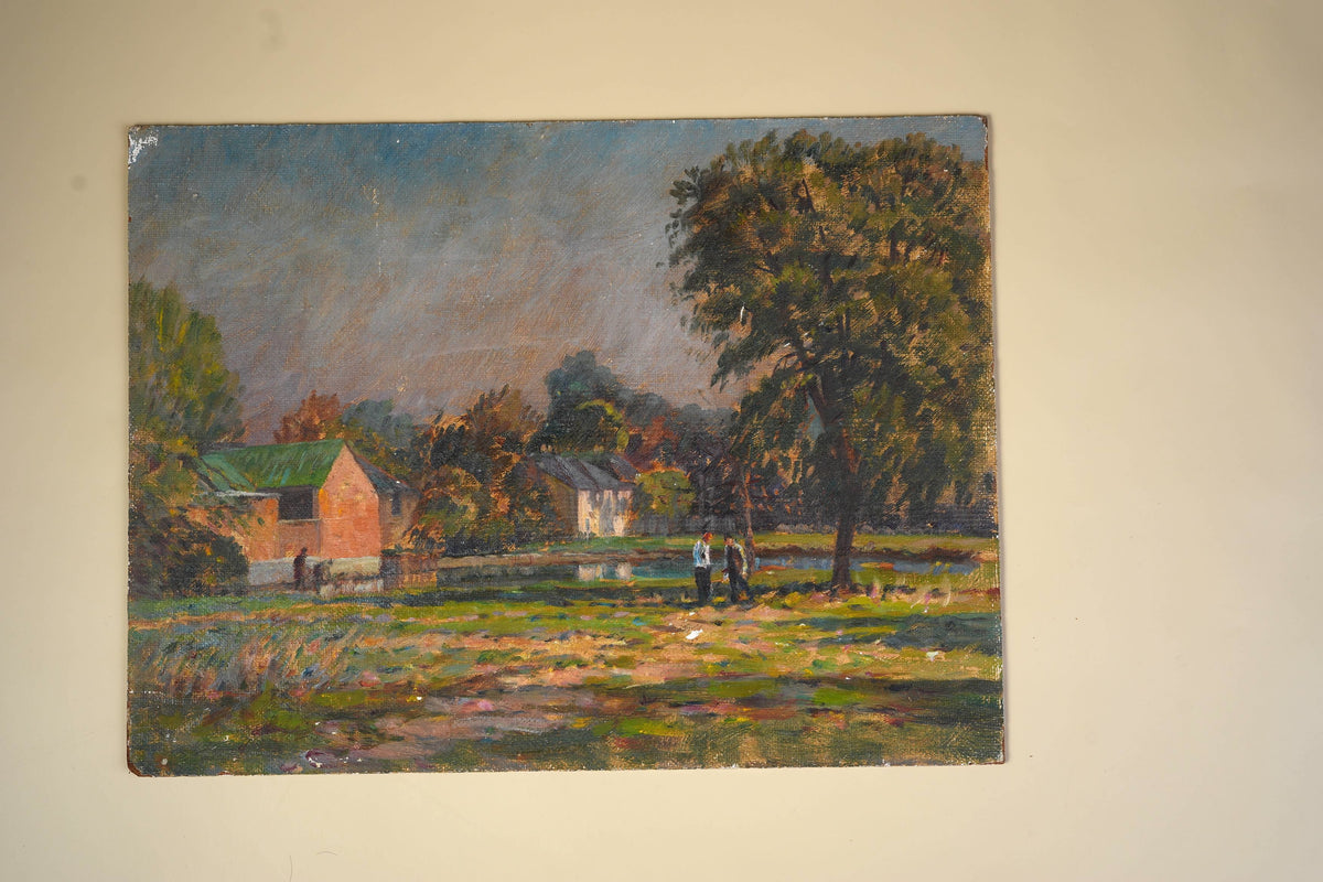 Impressionist Oil Painting | Rural Landscape with Figures