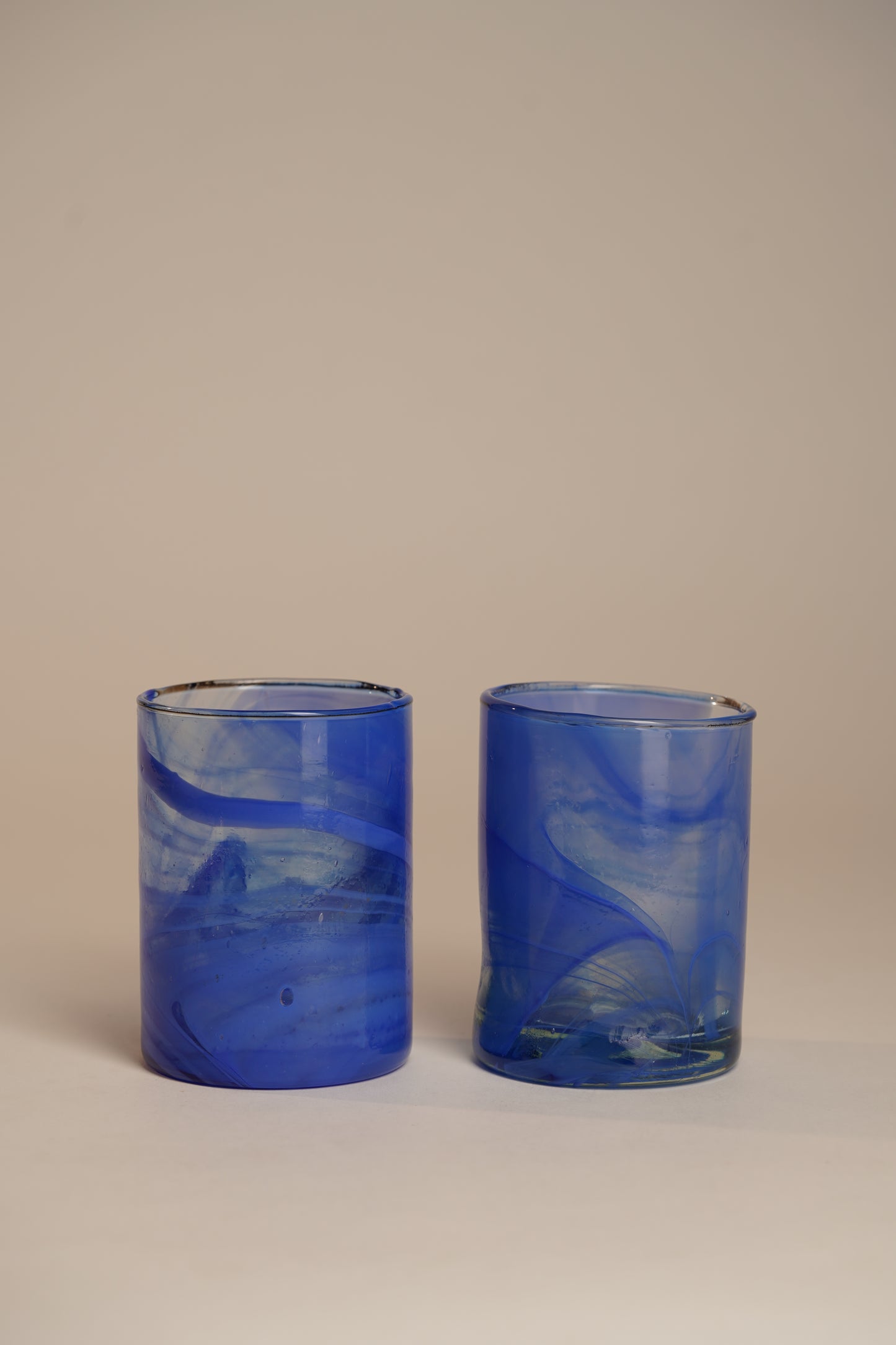 Handblown Cobalt Blue Water Glasses | Set of 4