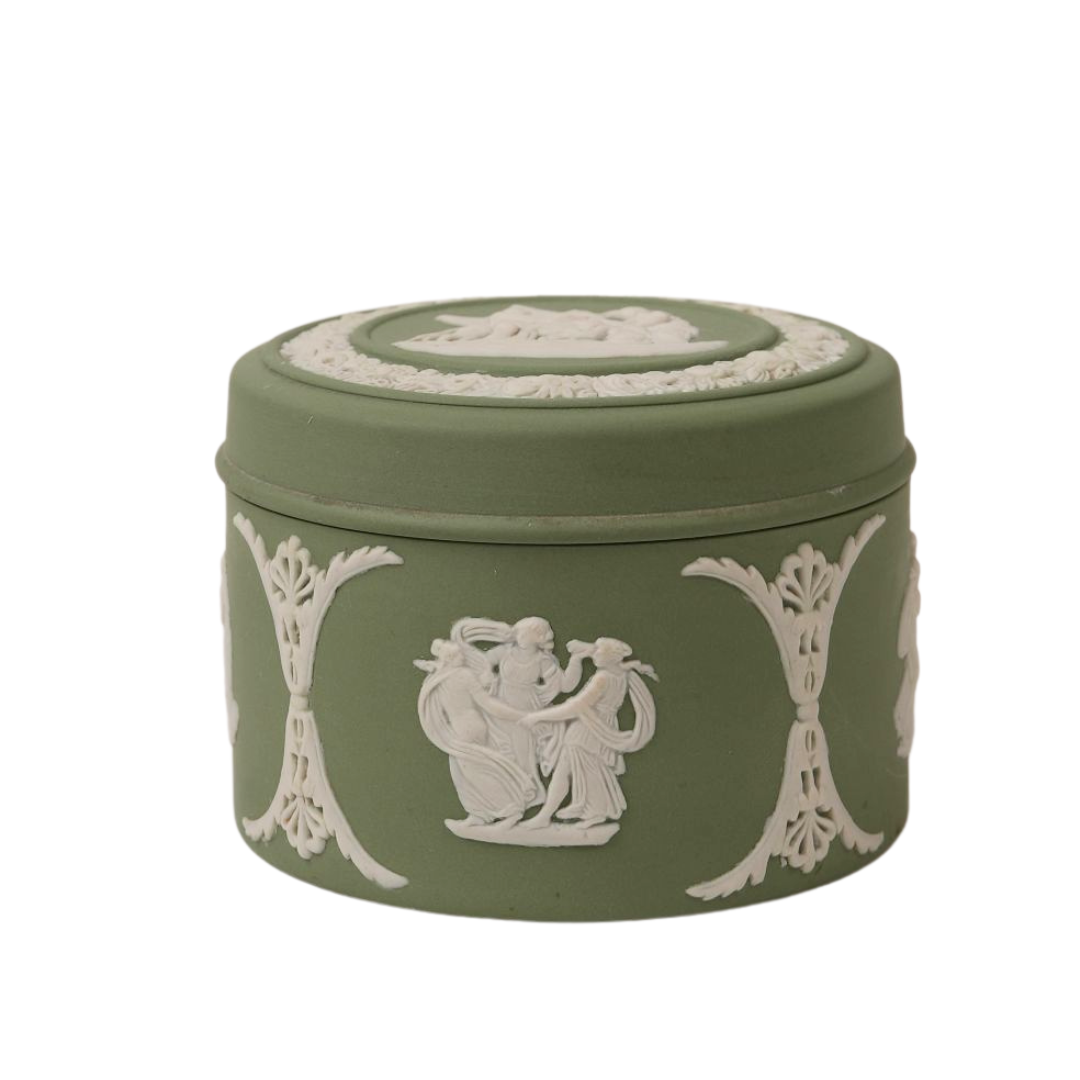 Round Green Wedgwood Trinket Box