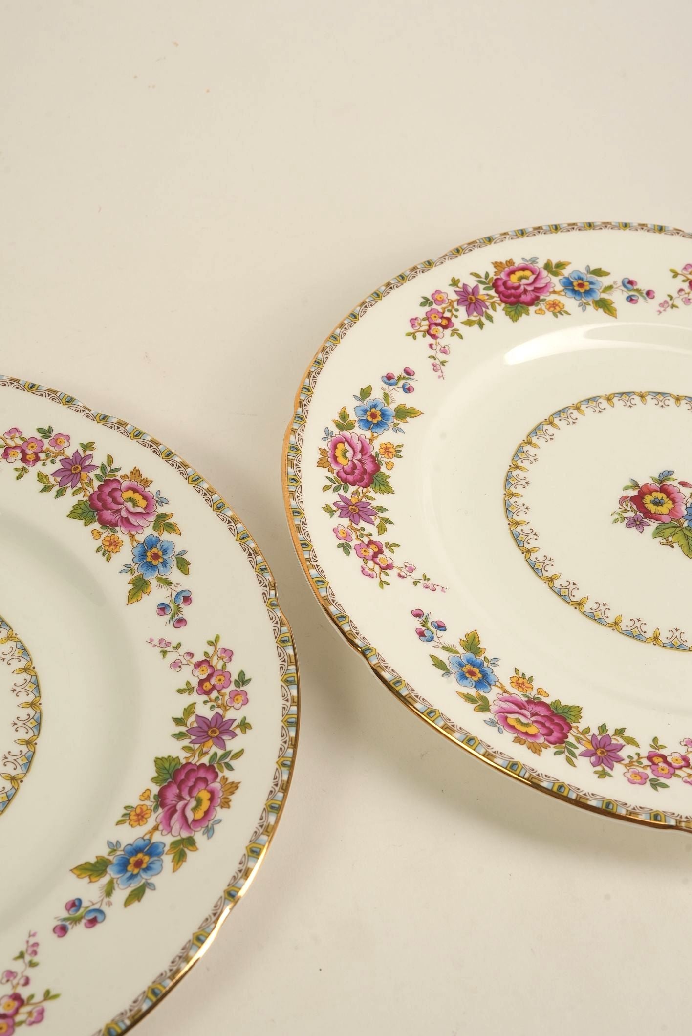Set of 8 | Royal Grafton 'Malvern' Bone China Floral Dinner Plate with Gilt Trim