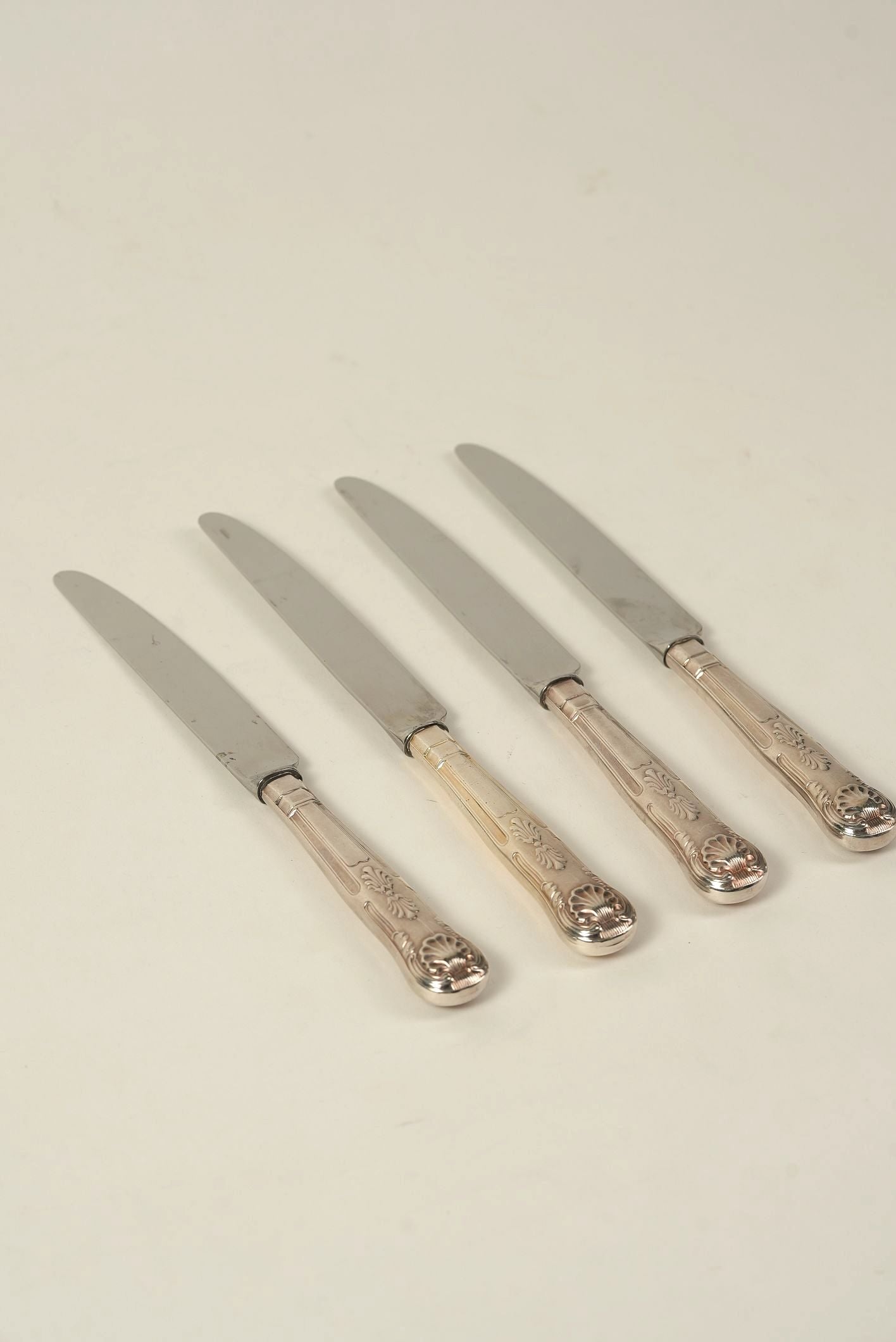 Set of 6 | Vintage Silver-Plated Dinner Knives with Ornate Handles