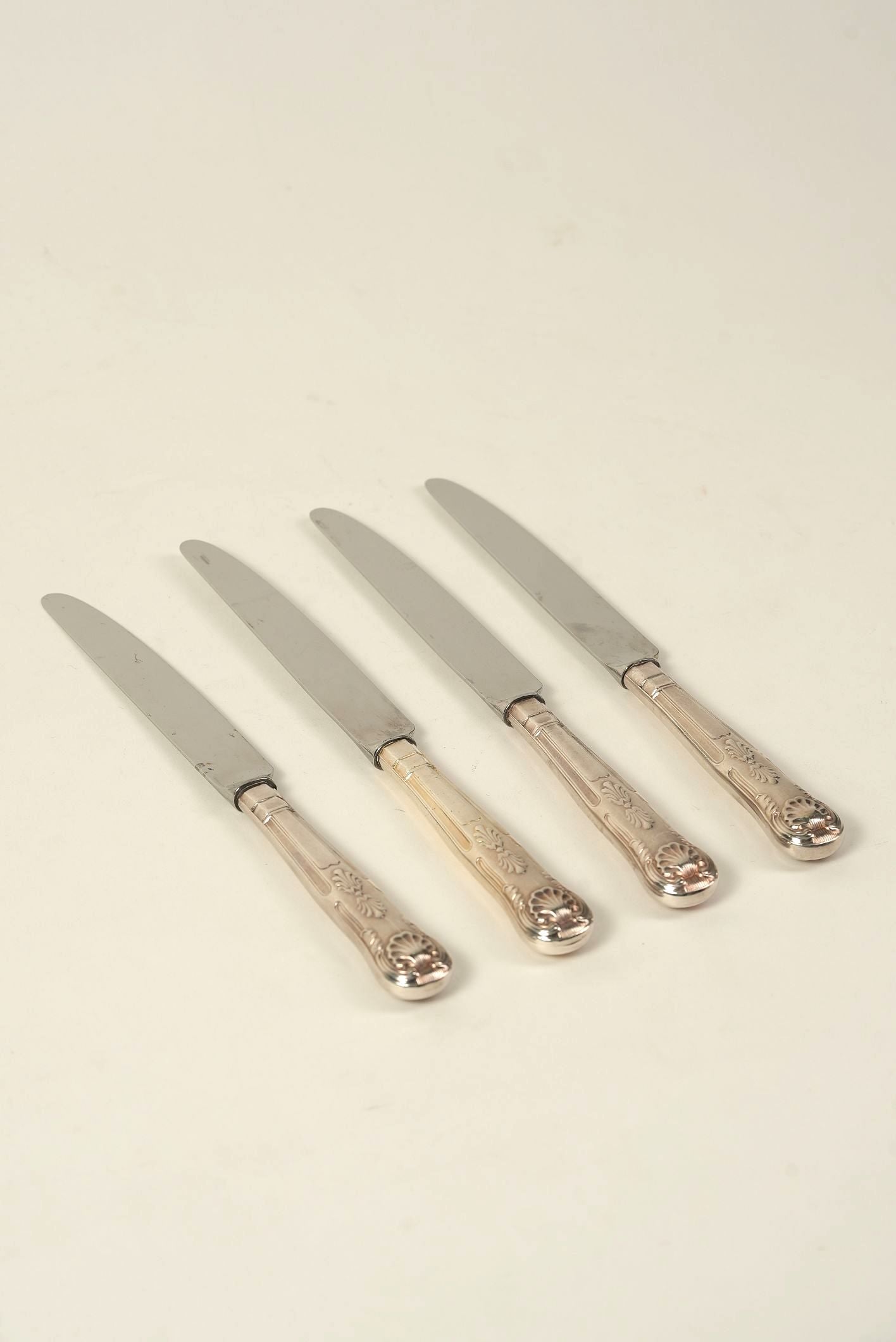 Set of 6 | Vintage Silver-Plated Dinner Knives with Ornate Handles