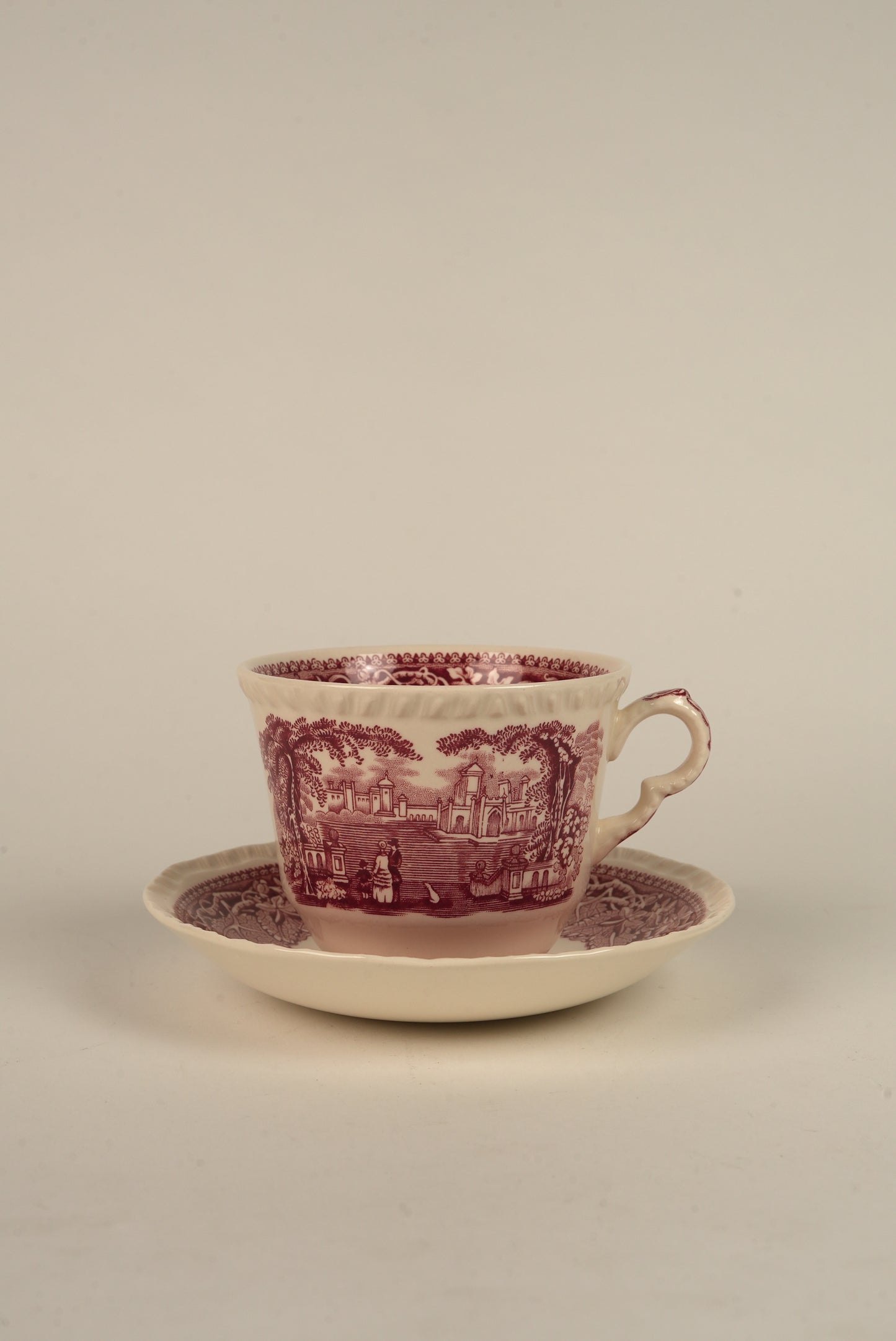Set of 4 | Antique Mason's Vista Large Tea Cups & Saucers