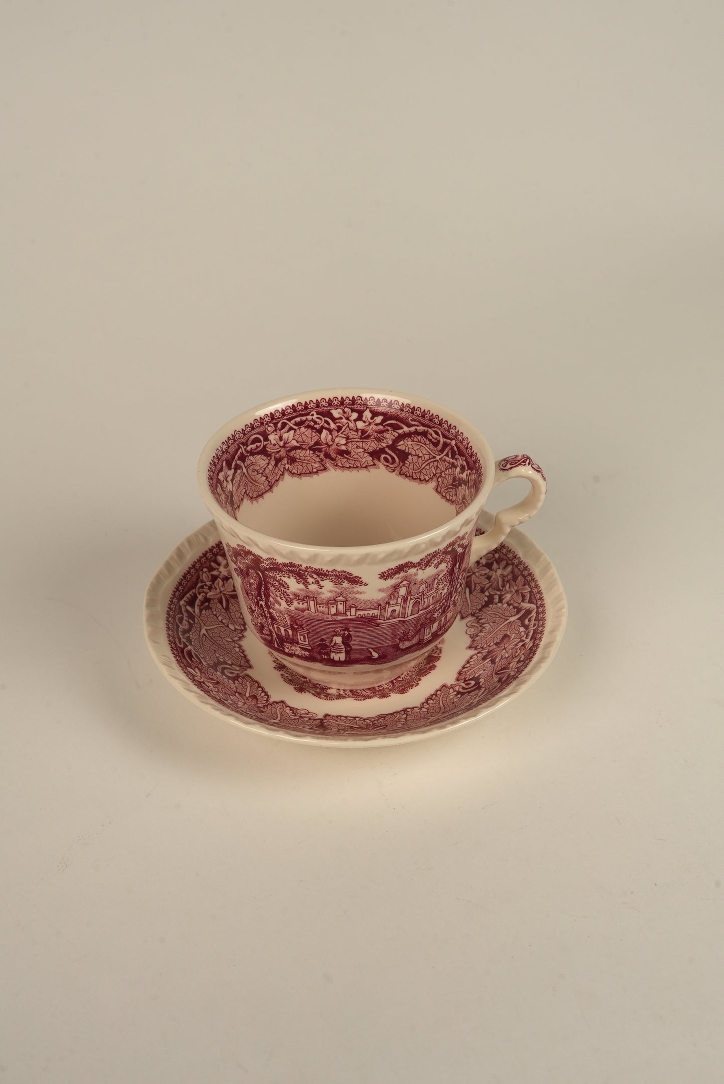 Set of 4 | Antique Mason's Vista Large Tea Cups & Saucers