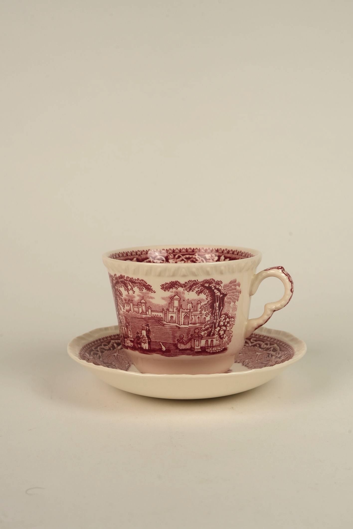Set of 4 | Antique Mason's Vista Large Tea Cups & Saucers
