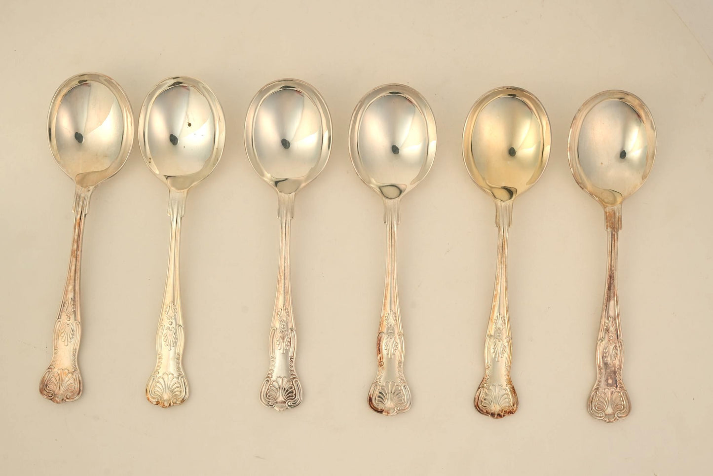 Set of 6 | Vintage Silver-Plated Soup Spoons with Ornate Detailing