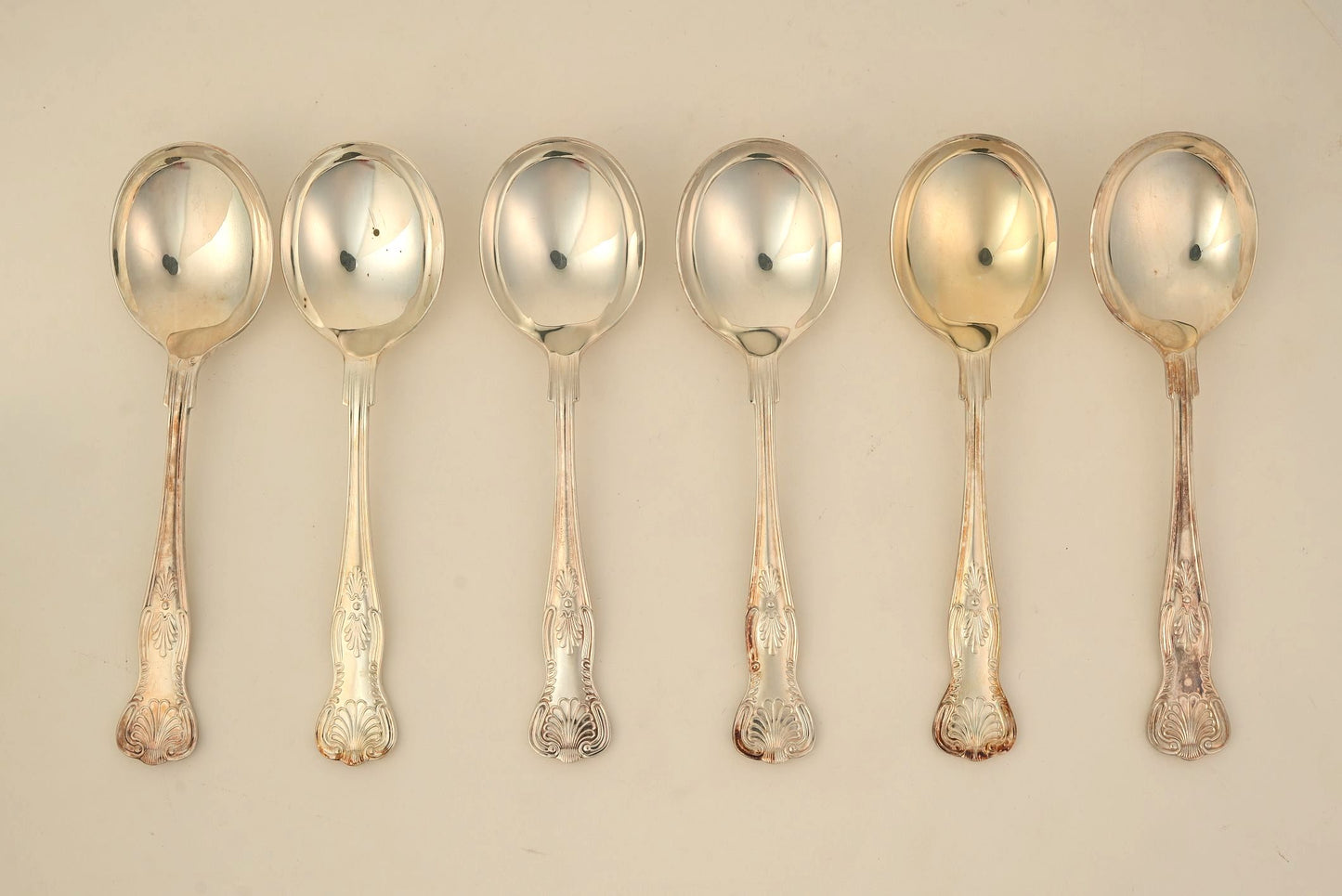 Set of 6 | Vintage Silver-Plated Soup Spoons with Ornate Detailing