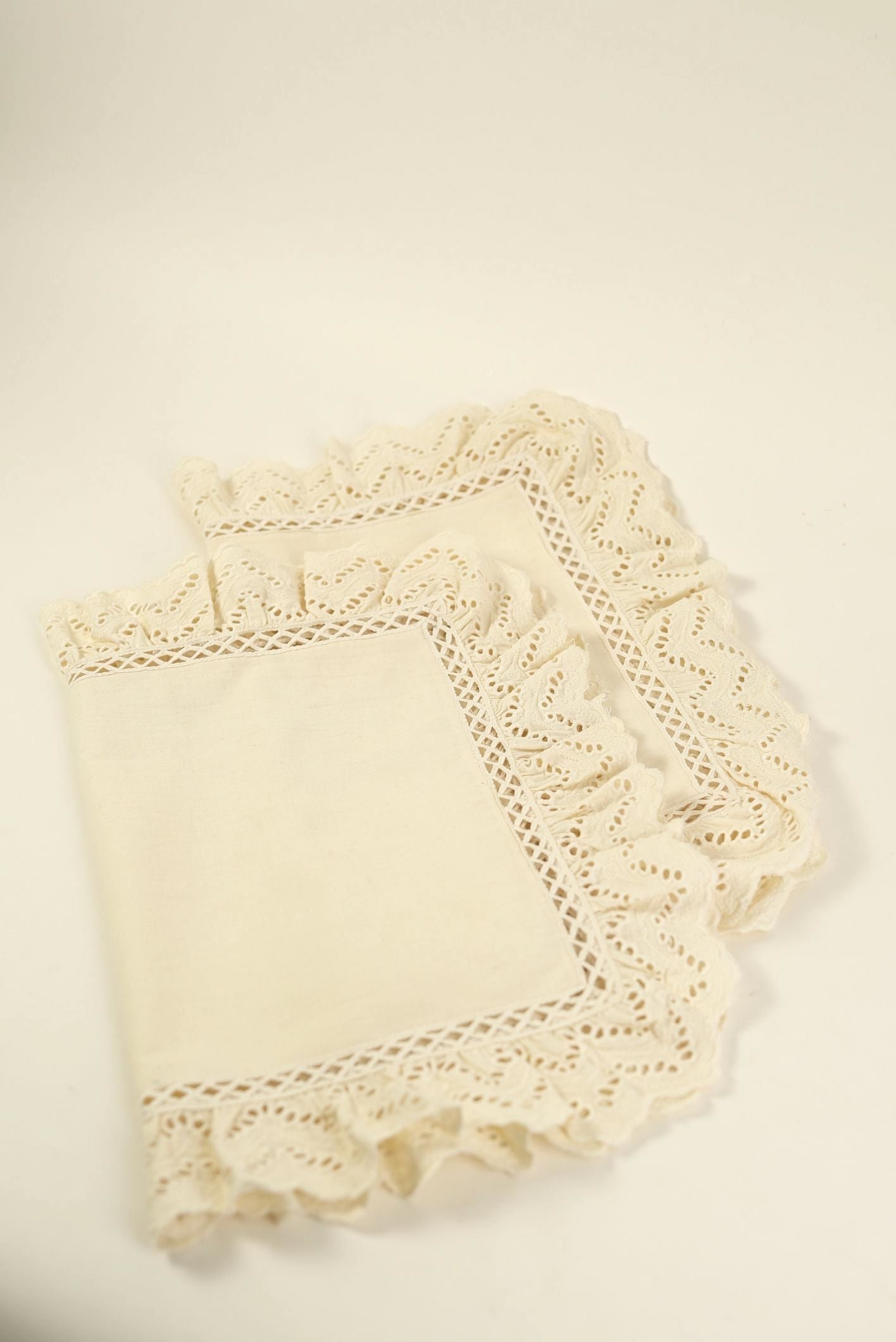 Delicate Schiffli Trim Placemats | Set of 2