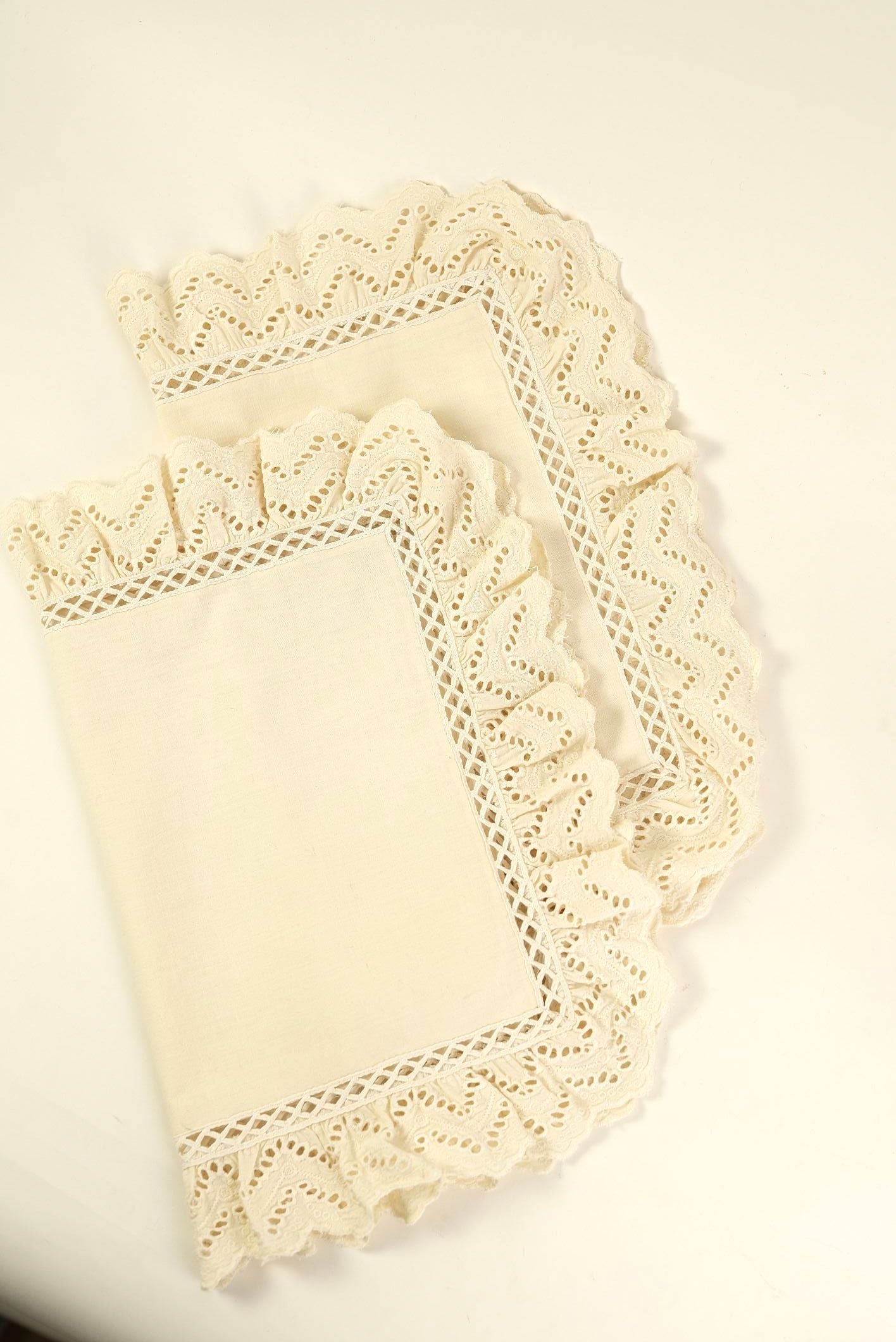 Delicate Schiffli Trim Placemats | Set of 2