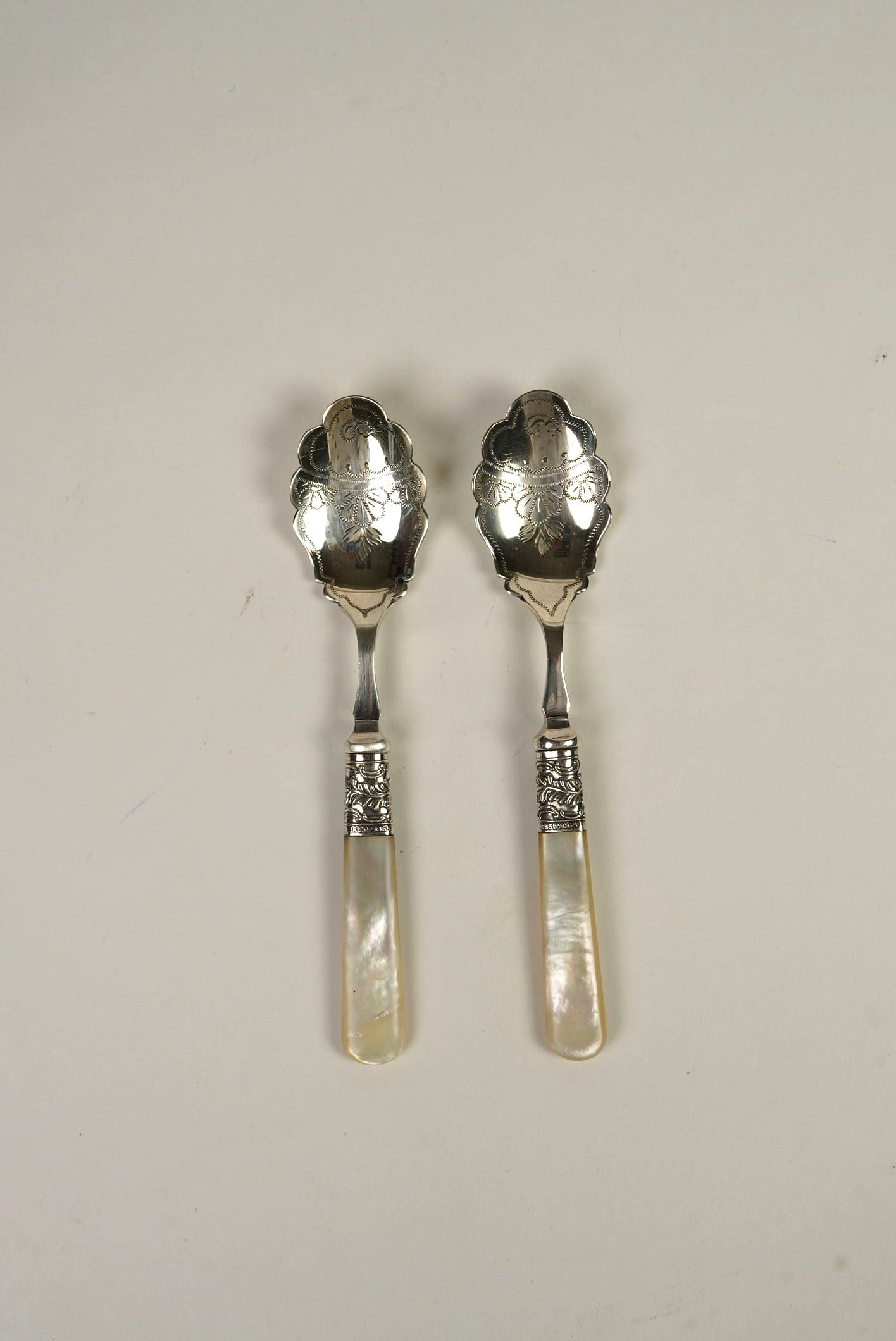 Victorian Silver-Plated Spoons with Mother-of-Pearl Handles | Set of 2