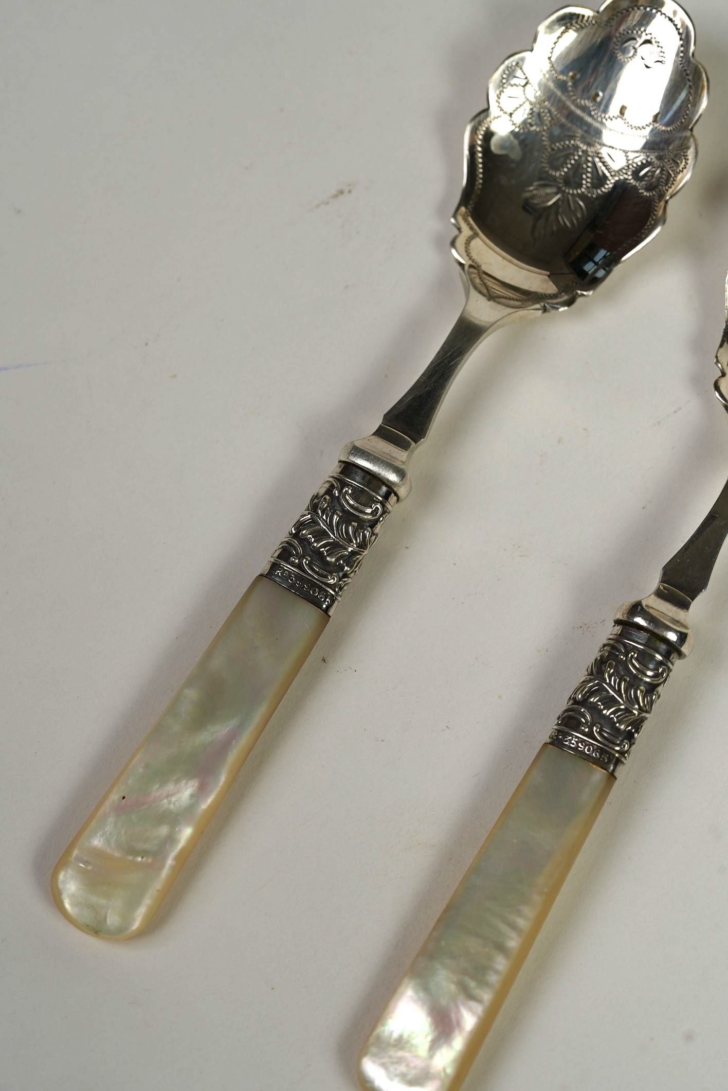 Victorian Silver-Plated Spoons with Mother-of-Pearl Handles | Set of 2