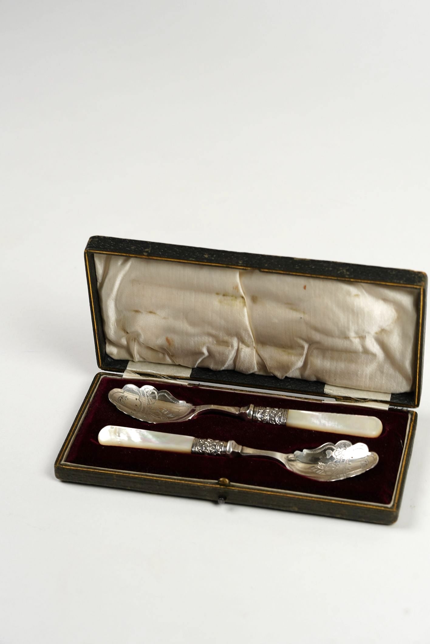 Victorian Silver-Plated Spoons with Mother-of-Pearl Handles | Set of 2
