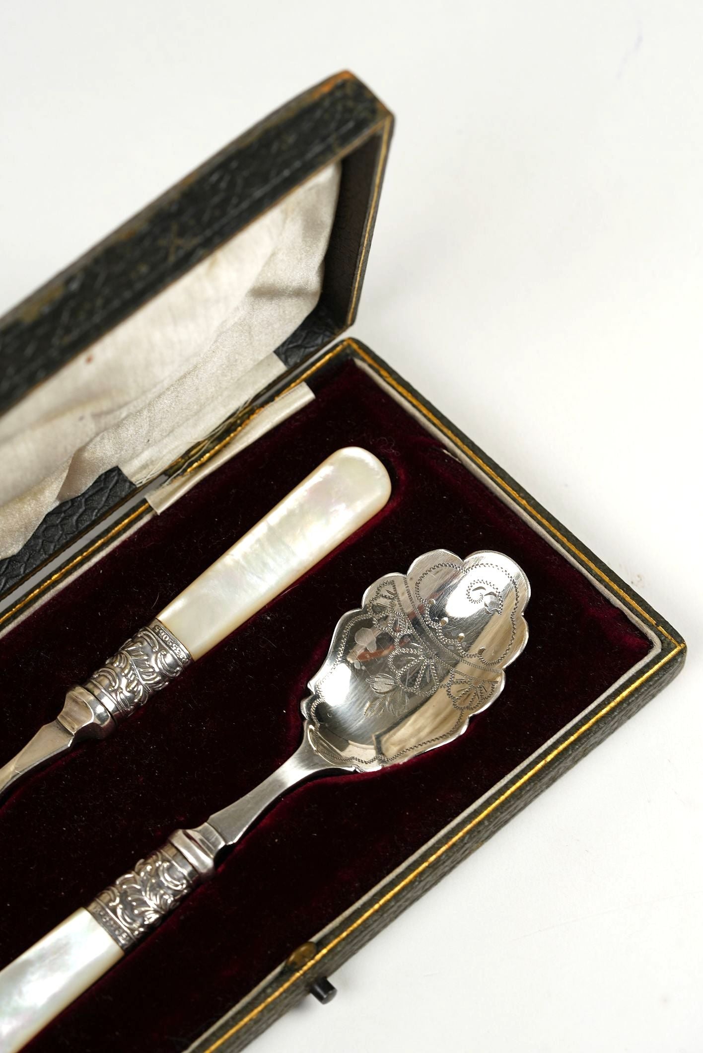 Victorian Silver-Plated Spoons with Mother-of-Pearl Handles | Set of 2