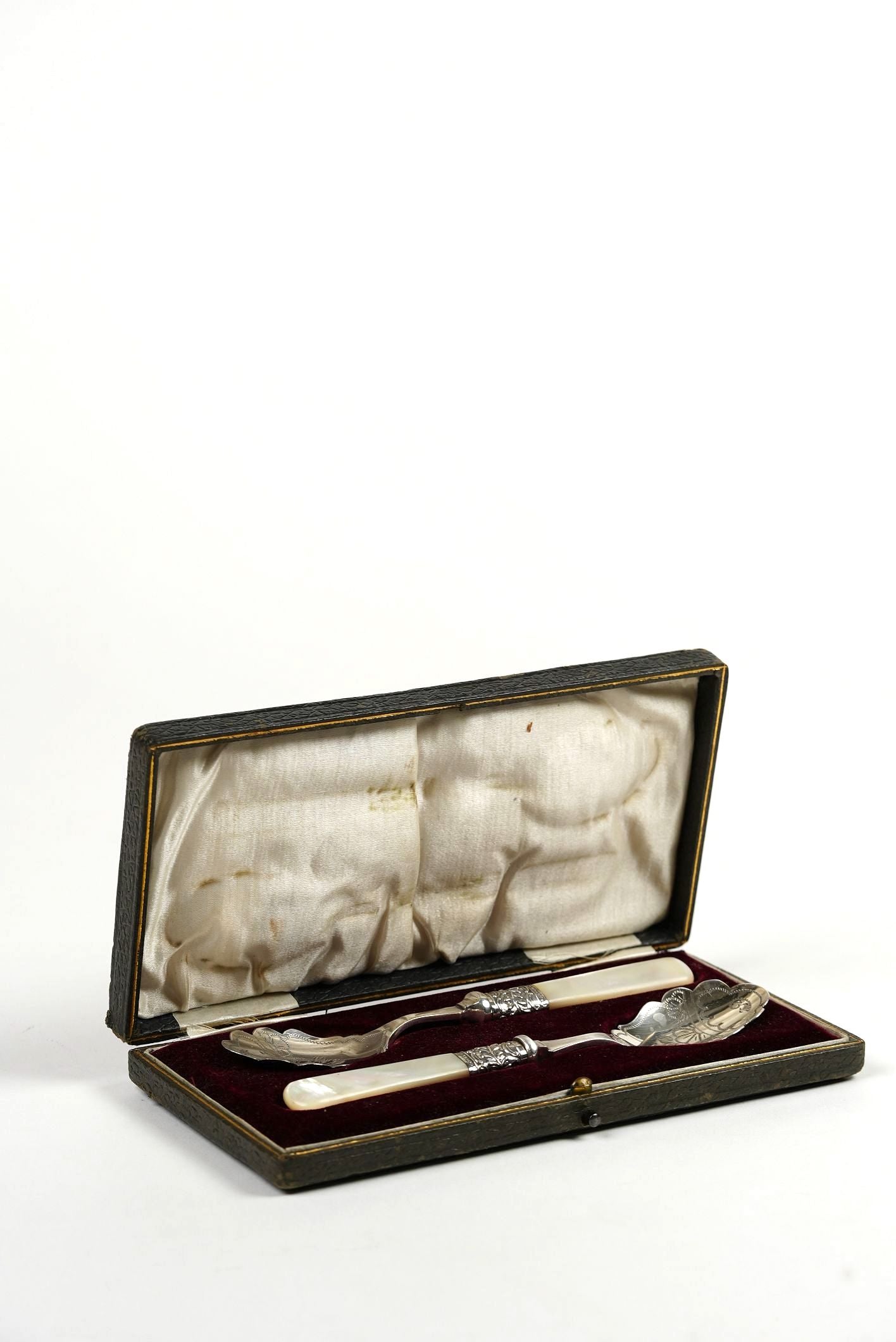 Victorian Silver-Plated Spoons with Mother-of-Pearl Handles | Set of 2