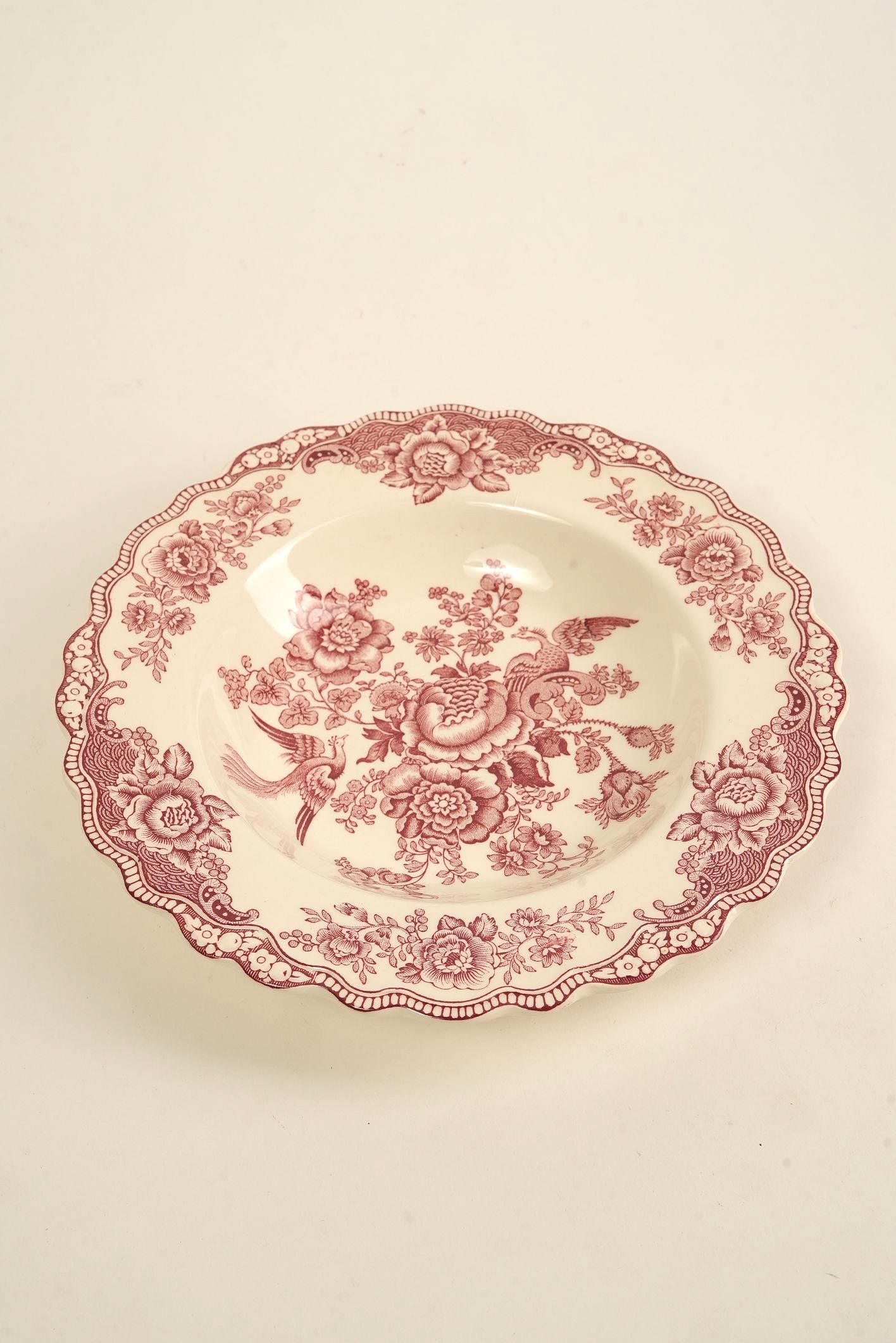 Vintage Crown Ducal "Bristol Pink" Transferware Soup Plate